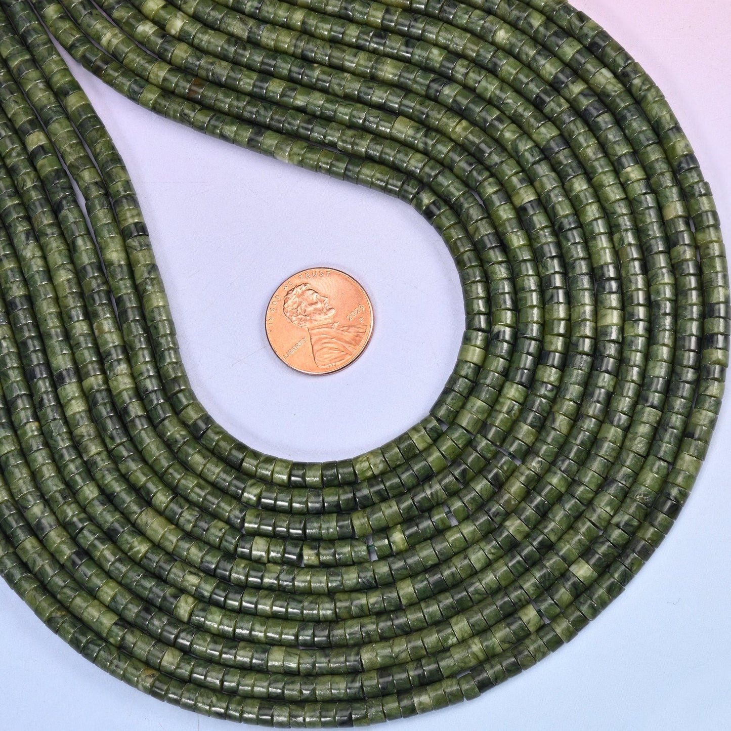 South Jade Smooth Heishi Disc Beads for jewelry making