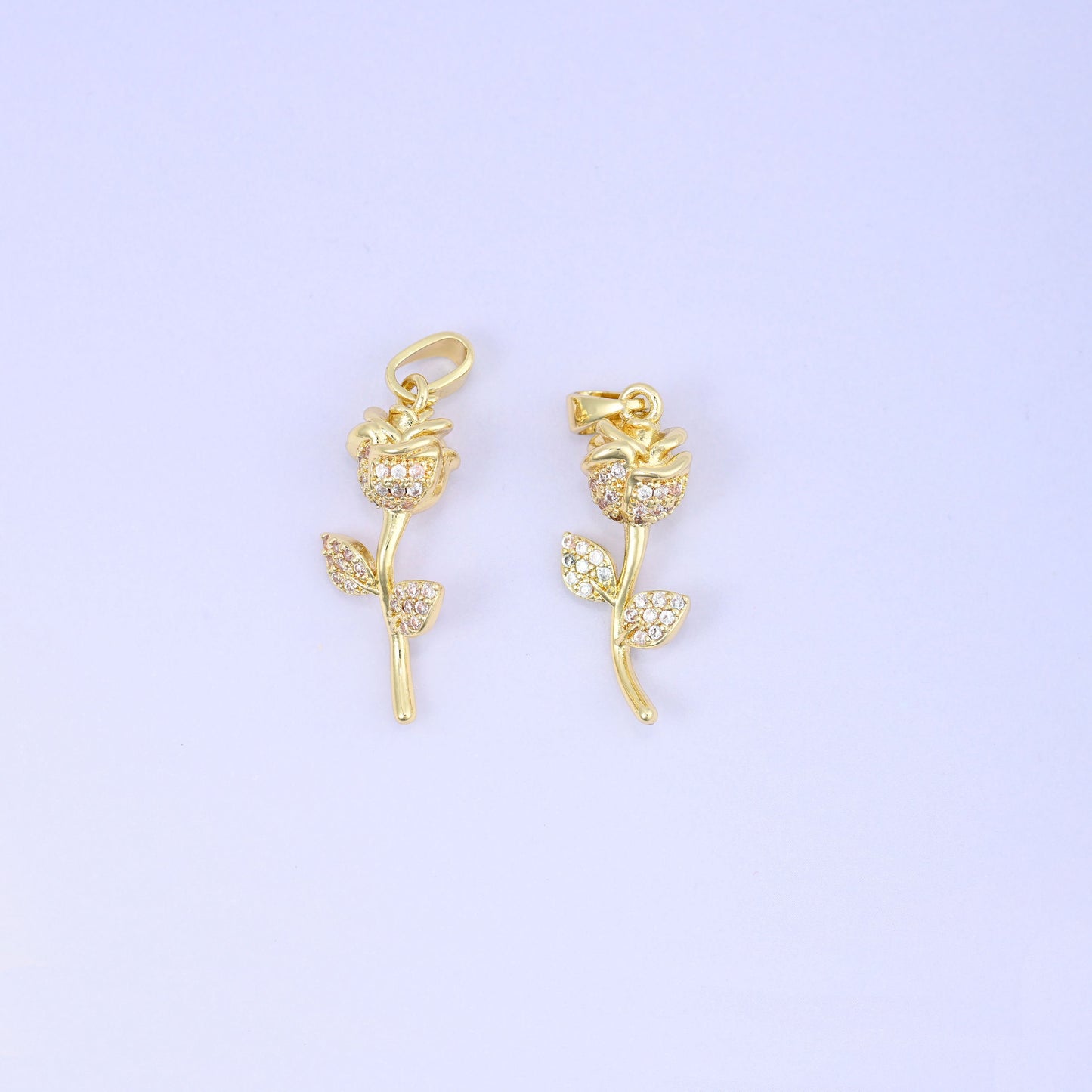 Rose Flower Charm Pendant, approximately 22.50mm x 10.68mm
