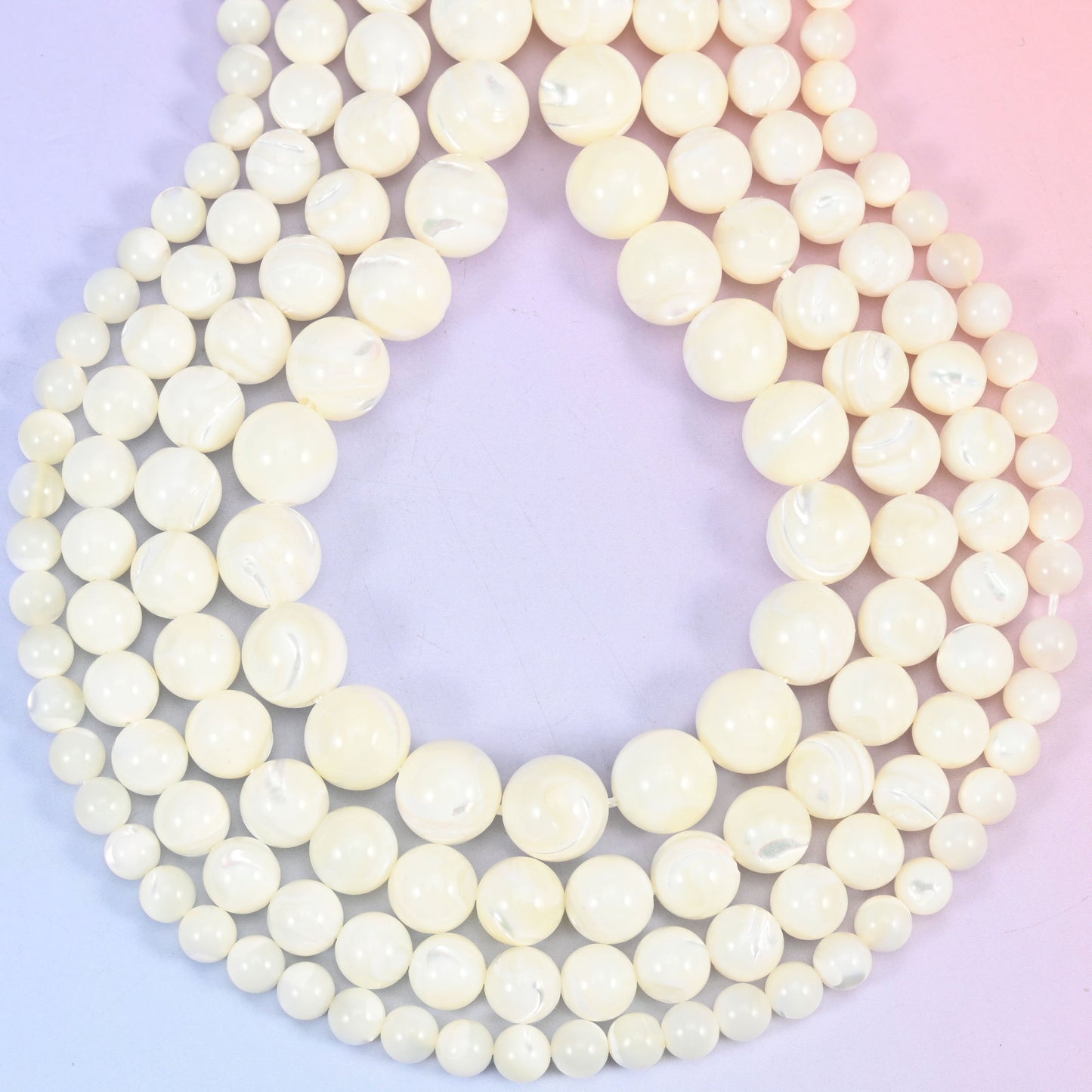White Trochus Shell Round Beads: Jewelry Making Supply