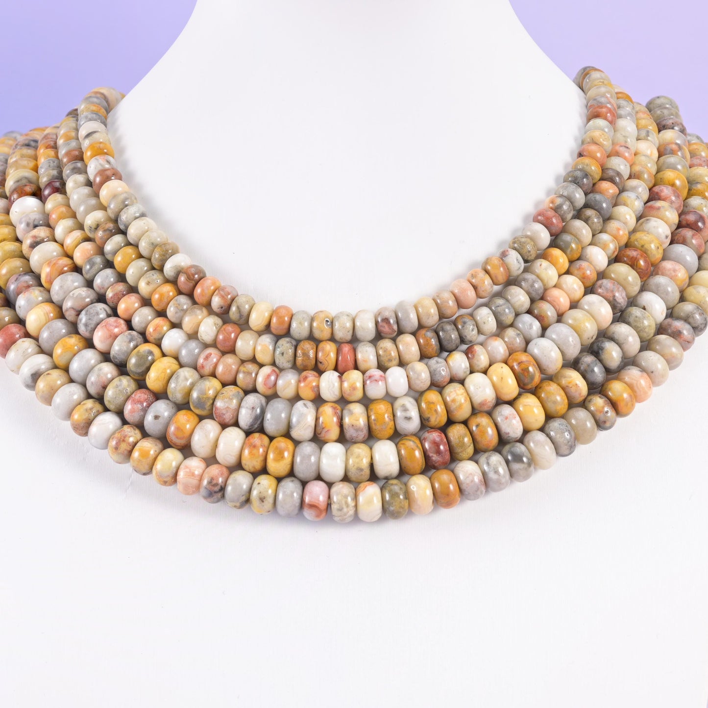 Crazy Lace Agate beads, rondelle shape, 4x6mm and 5x8mm