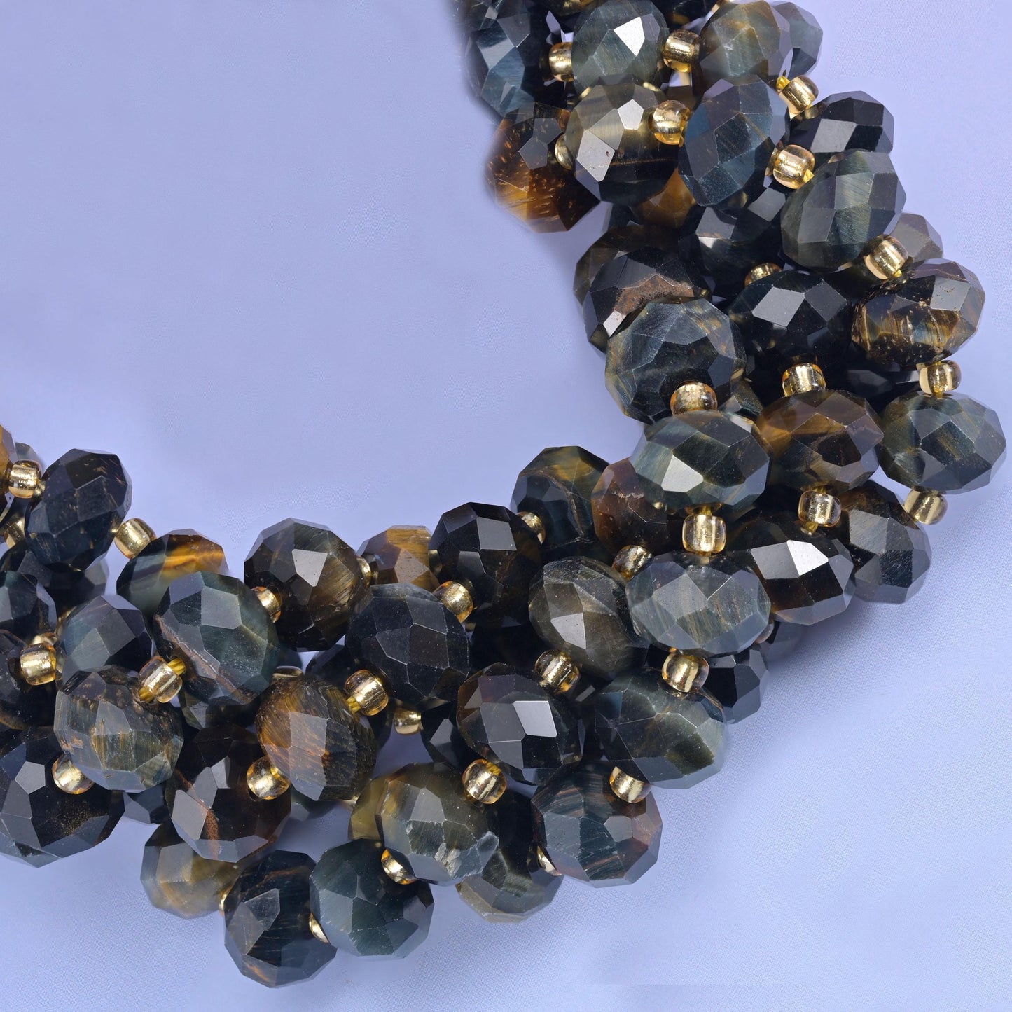 Faceted rondelle cut iron tiger eye beads