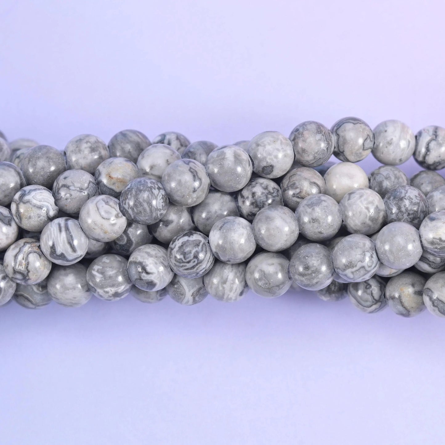 Map Jasper Large Hole Round Beads 6mm 8mm 10mm, sold in 8 inch and 15 inch strand lengths