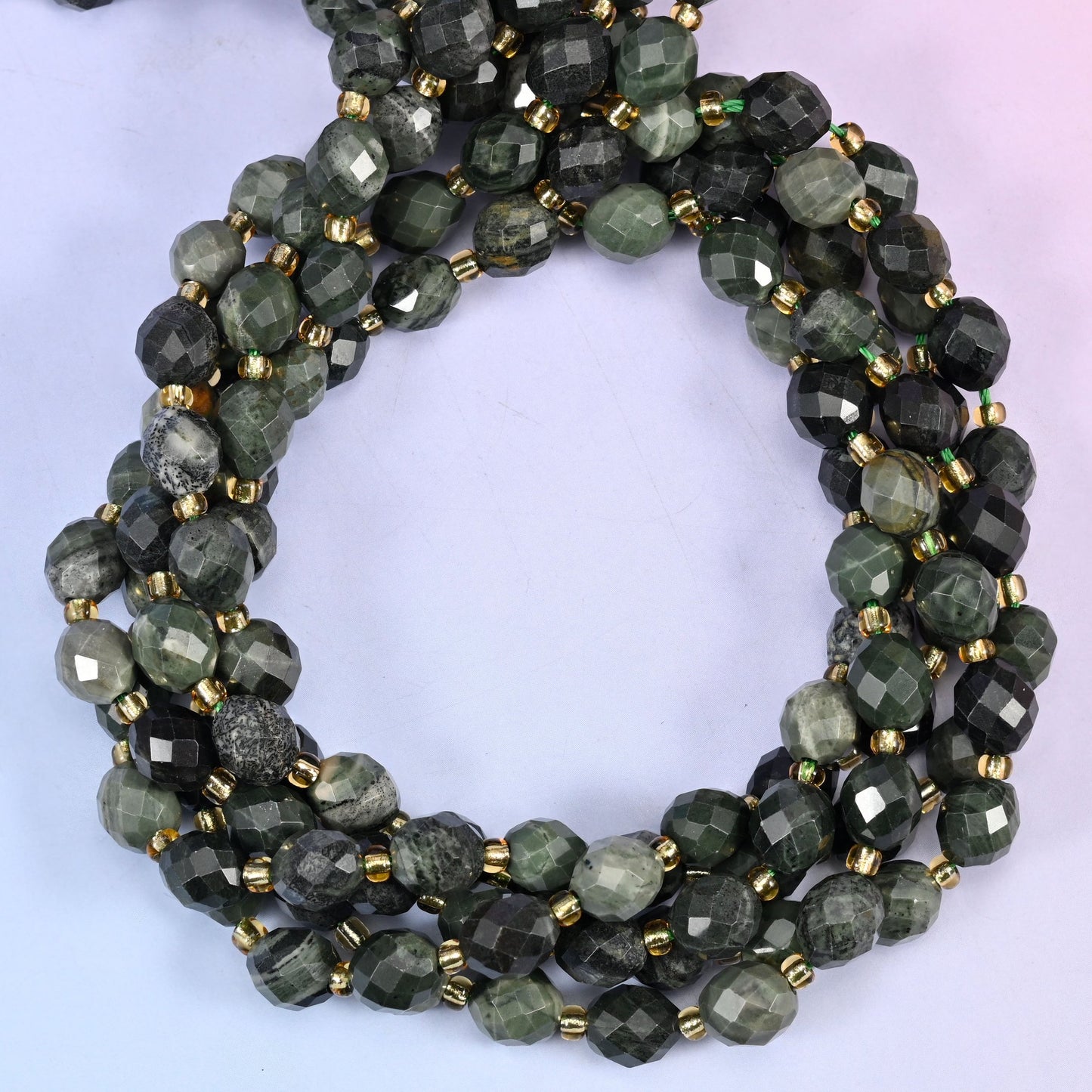 Kambaba Jasper Faceted Rice Barrel Beads 6x8mm Jewelry Making 15.5 Inch Strand