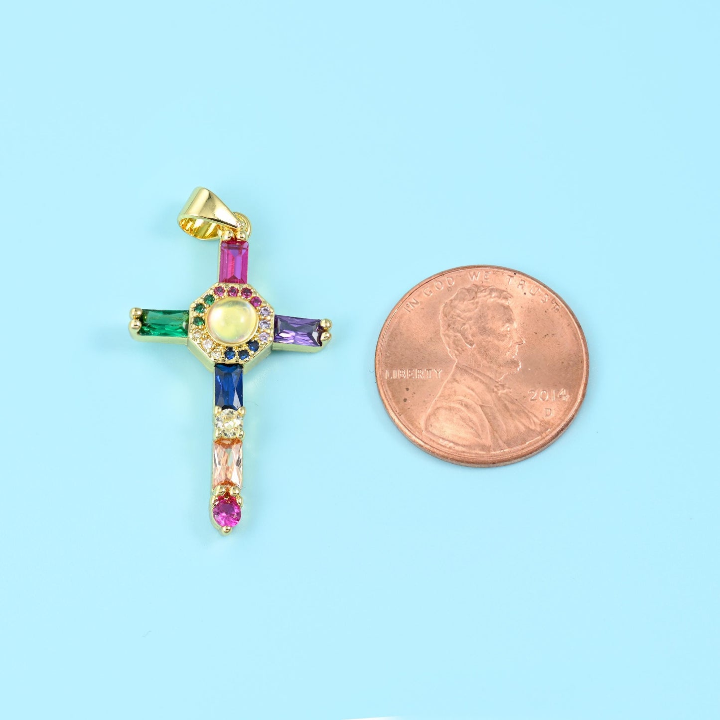 18K Gold Filled Cross Pendant 35x18mm in multiple colors available
