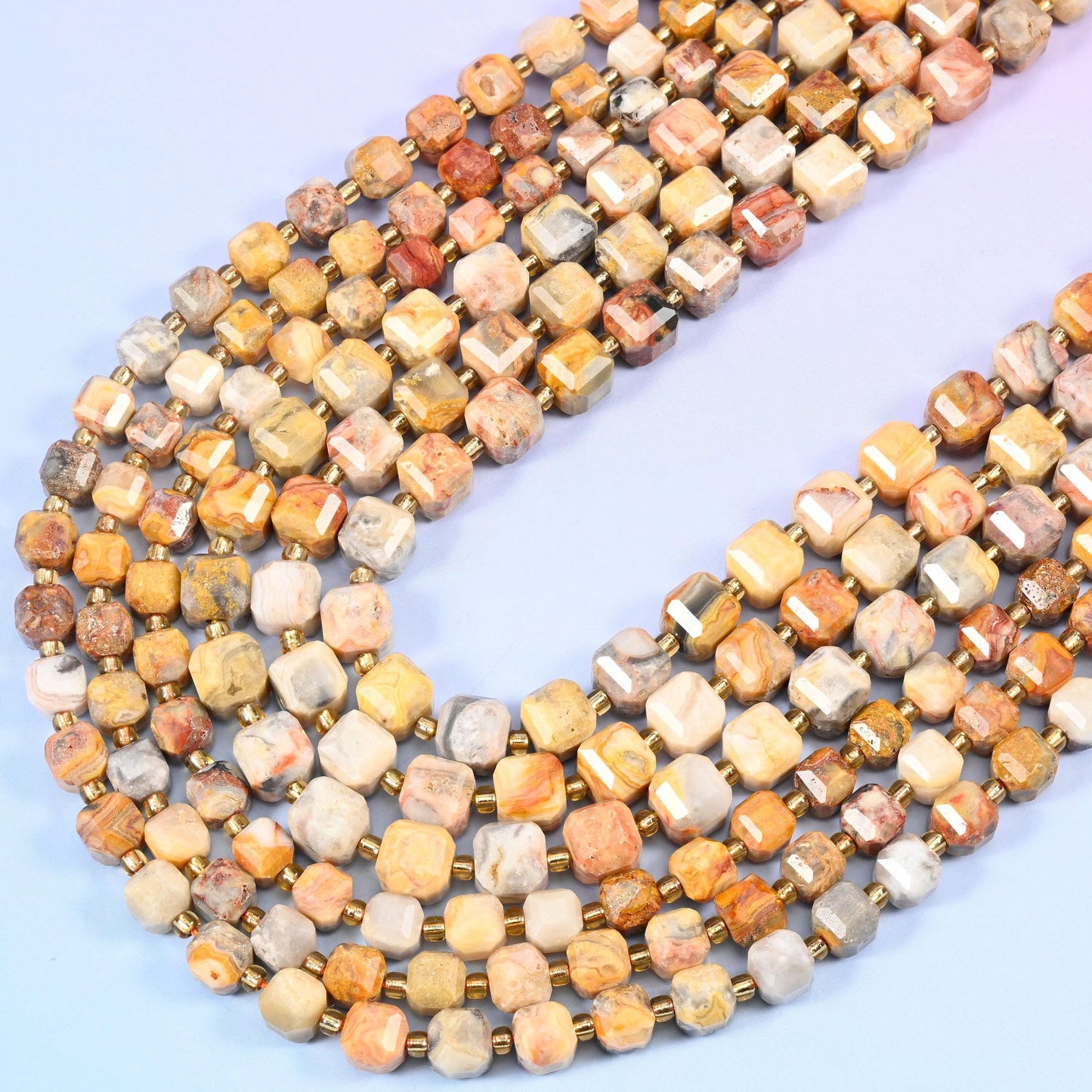 Crazy Agate Faceted Cube Beads, 15 inch strand