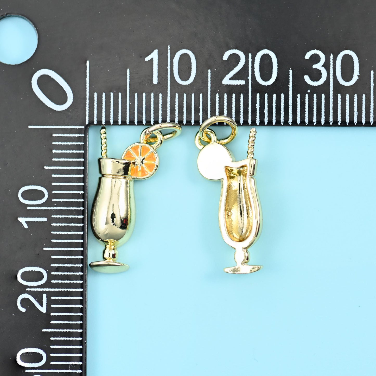 18K Gold Filled Enamel Orange Cocktail Pendants for DIY Jewelry Making Supply