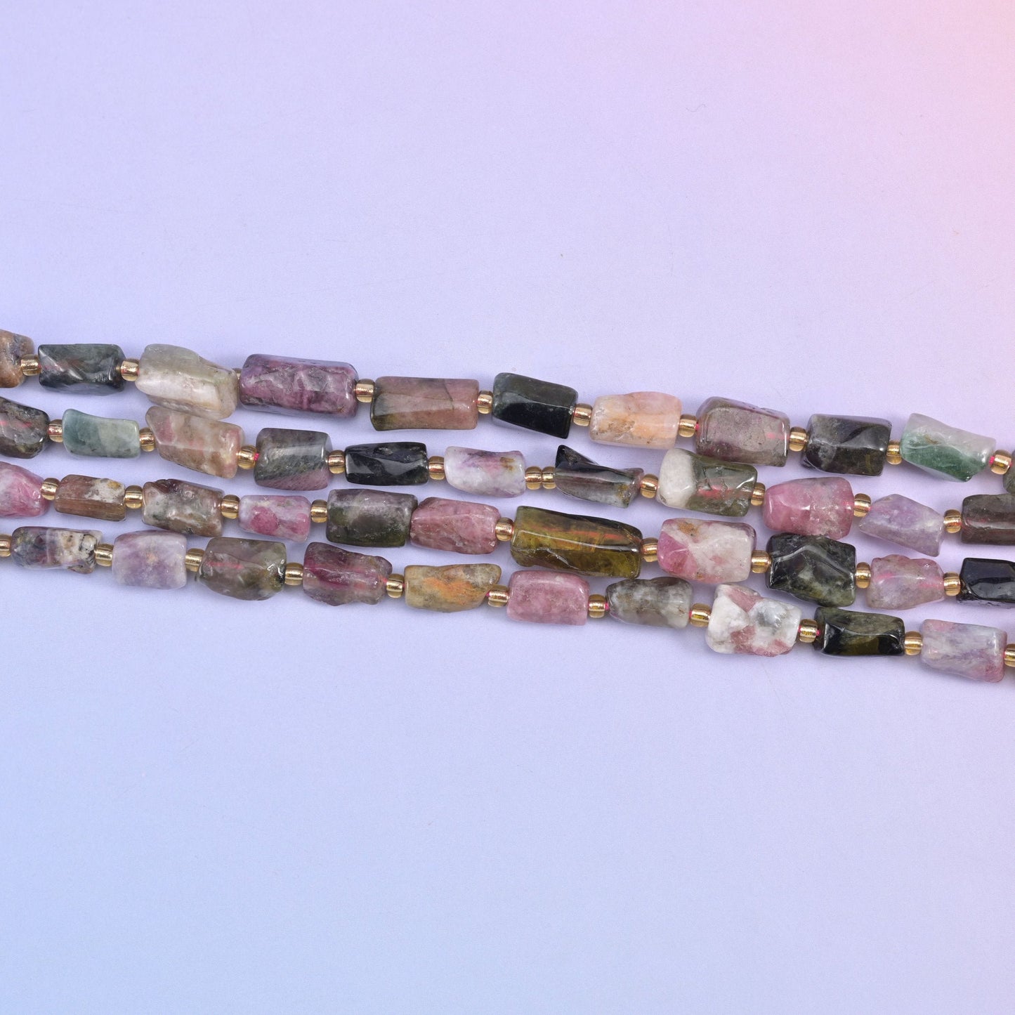 Tourmaline Faceted Tube Beads, hole approximately 1.0mm