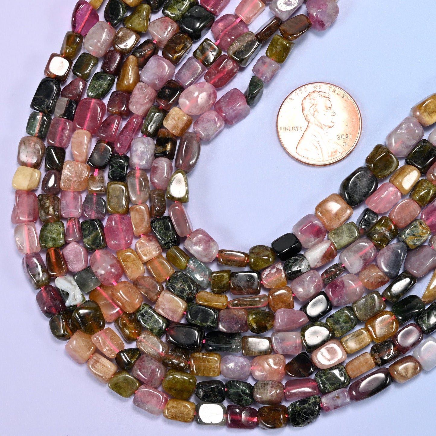 Colorful Tourmaline Irregular Freeform Nugget Beads in rose pink, olive and bottle green, honey and smoky black