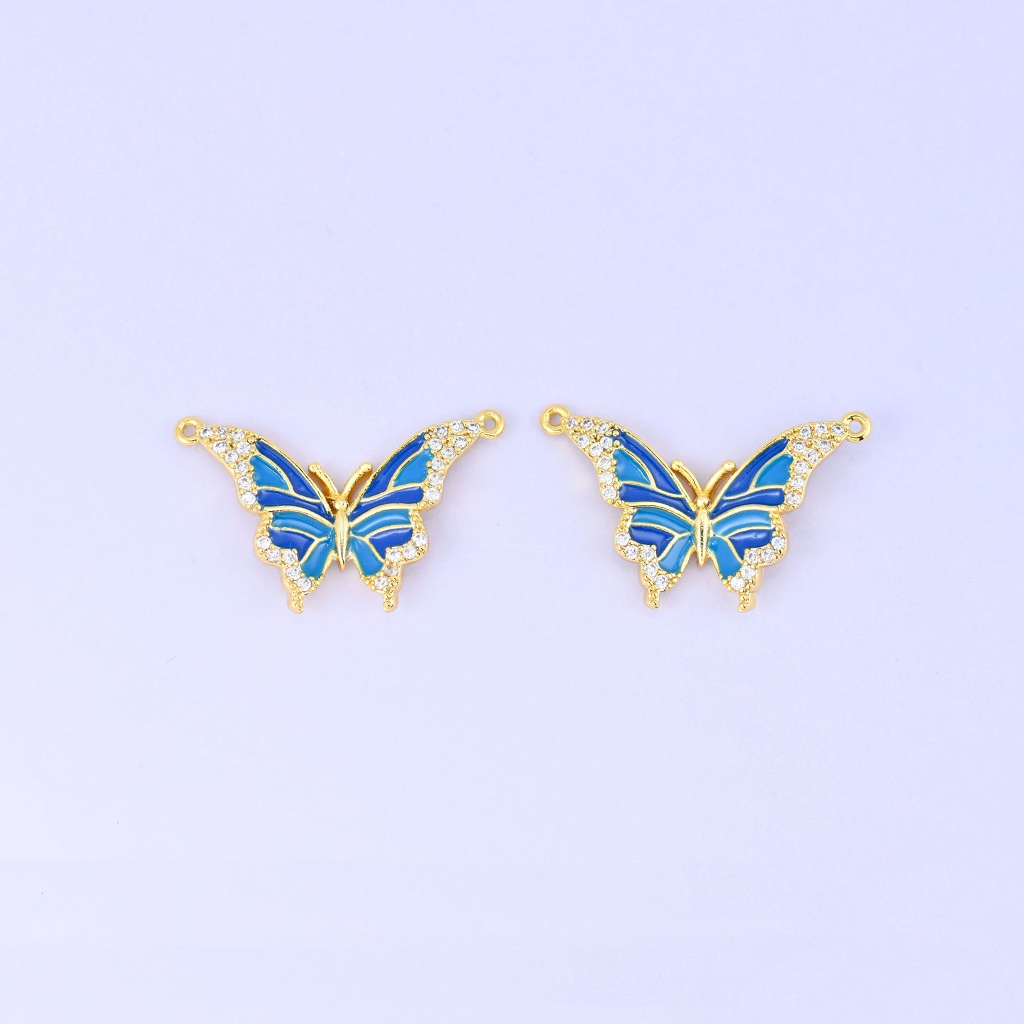 Enamel Butterfly Double Connector Pendants: 18K Gold Plated, Jewelry Making Supply