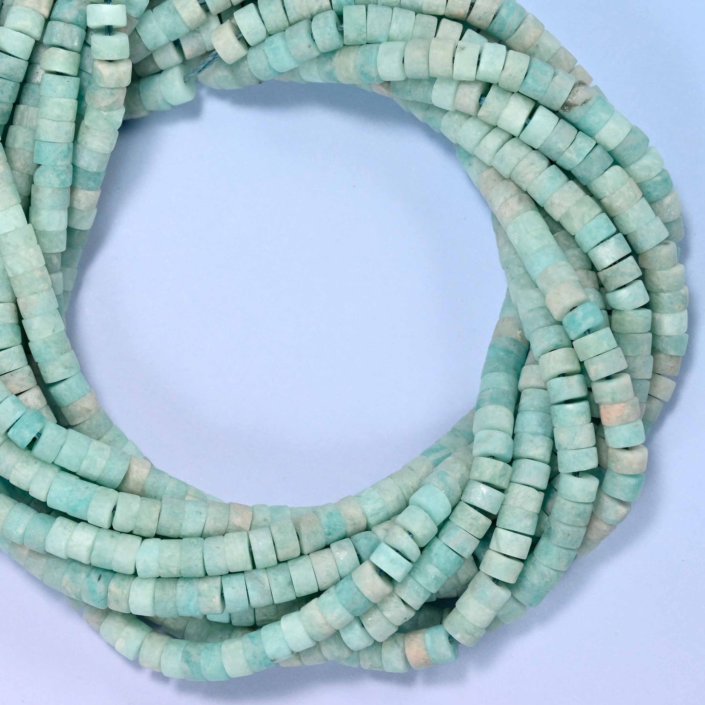Matte Blue Amazonite Heishi Disc Beads: Jewelry Making Supply, 15 Inch Strand
