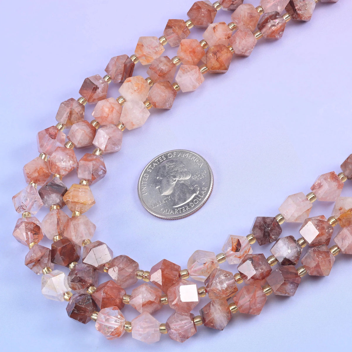 Diamond Rhombus Gemstone Beads, natural options show bead-to-bead variation in tone and marking.