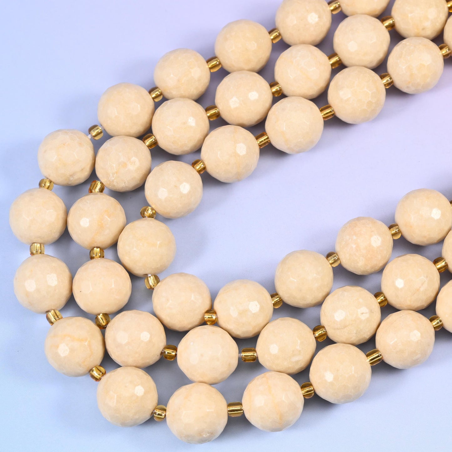 Fossil Jasper Faceted Round Beads, hole approximately 1.5mm