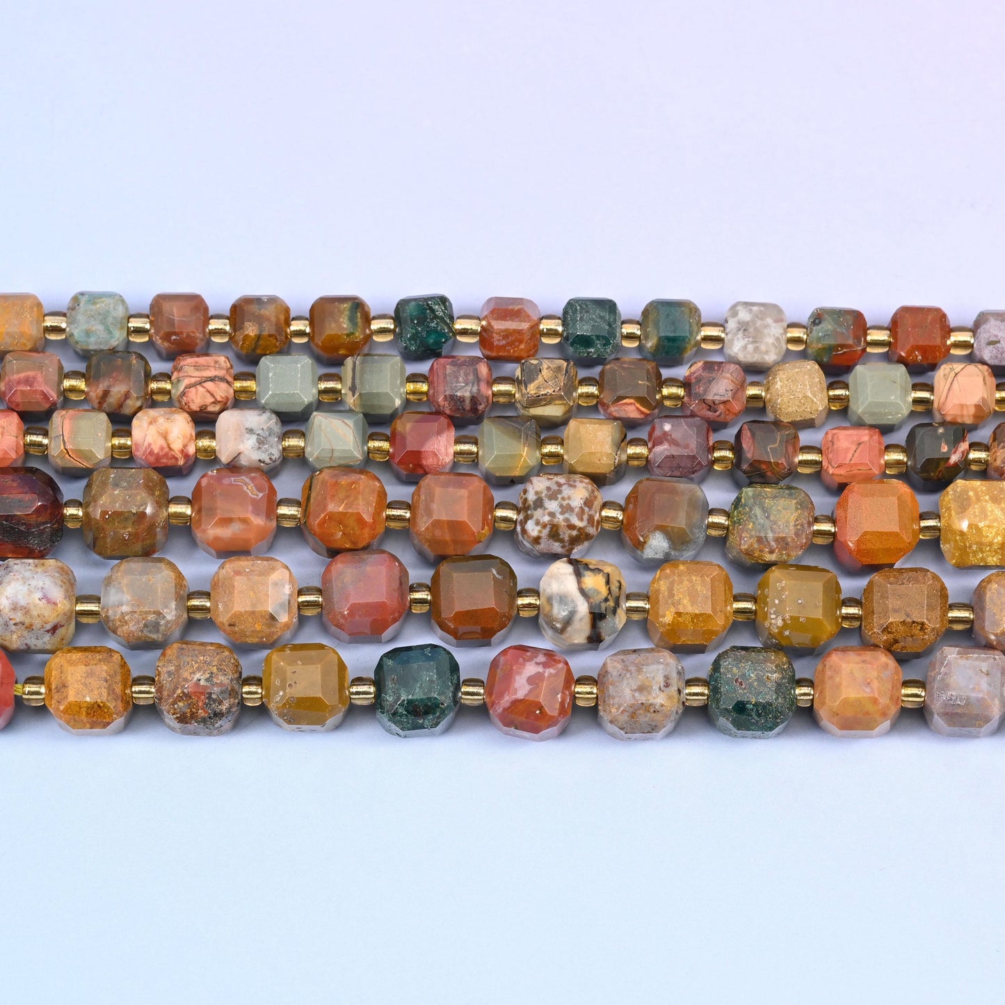 Ocean Agate in an earth-and-sea palette of rust, teal and grey