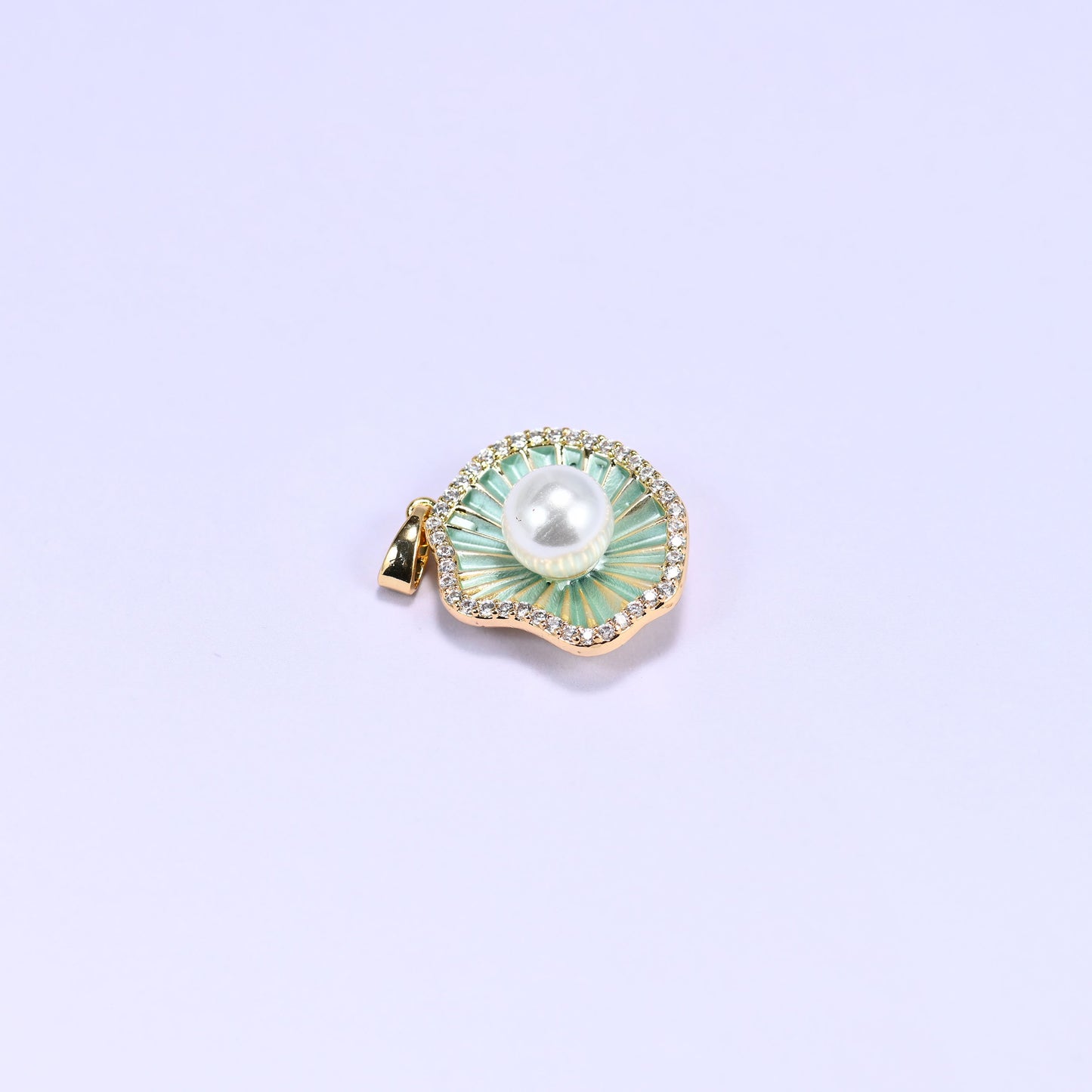 Shell Pearl Zircon Charms: 18K Gold Filled Pendants, Jewelry Making Supply