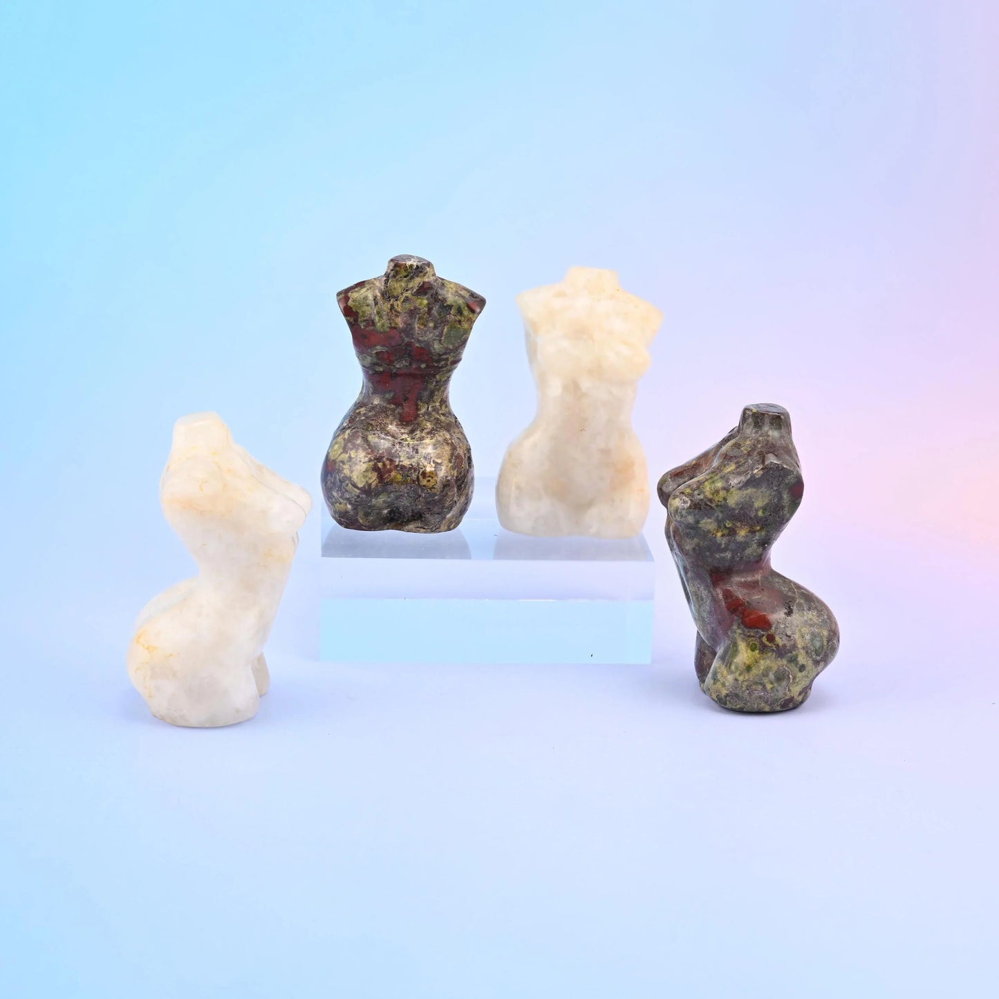 2 inch stone goddess carving; hand carved, so colour, banding and detail vary from piece to piece
