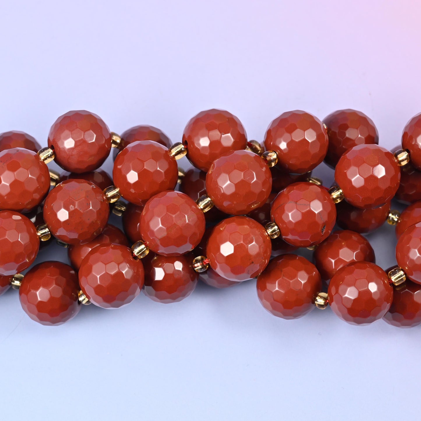 Red Jasper Faceted Round Beads, 15 inch strand