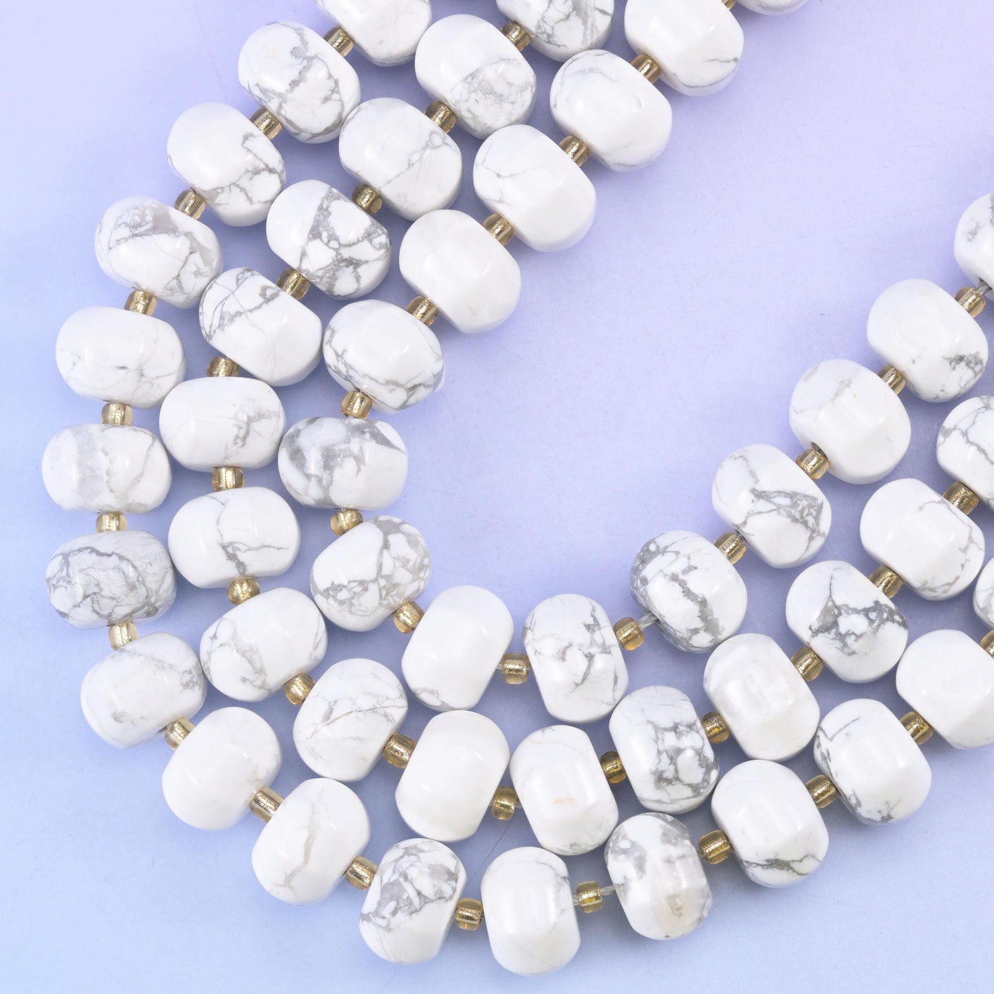 White howlite pumpkin beads, approximately 35 beads per strand