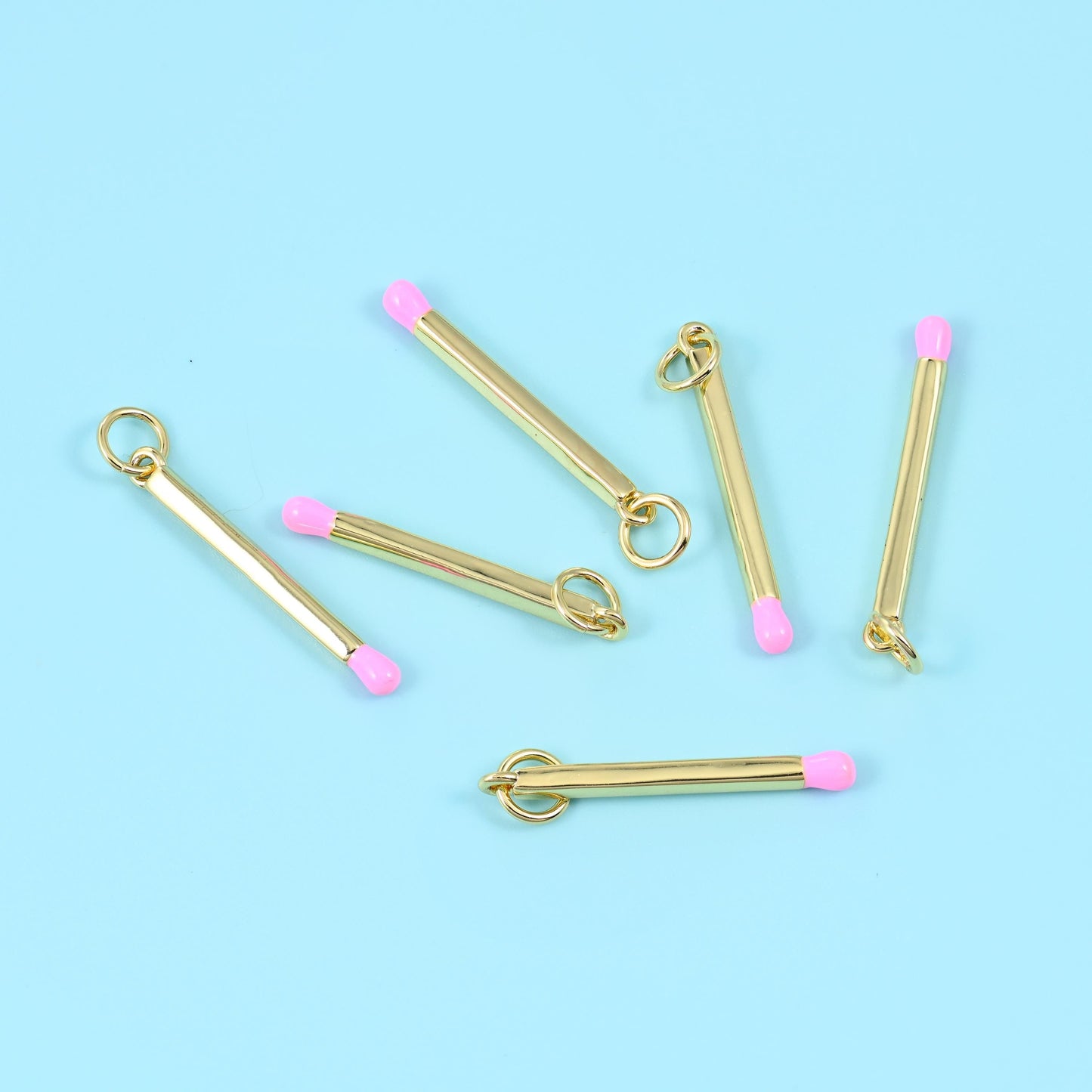 Enamel Matchstick Charm 18K Gold Filled 23x2.25mm in multiple colors available