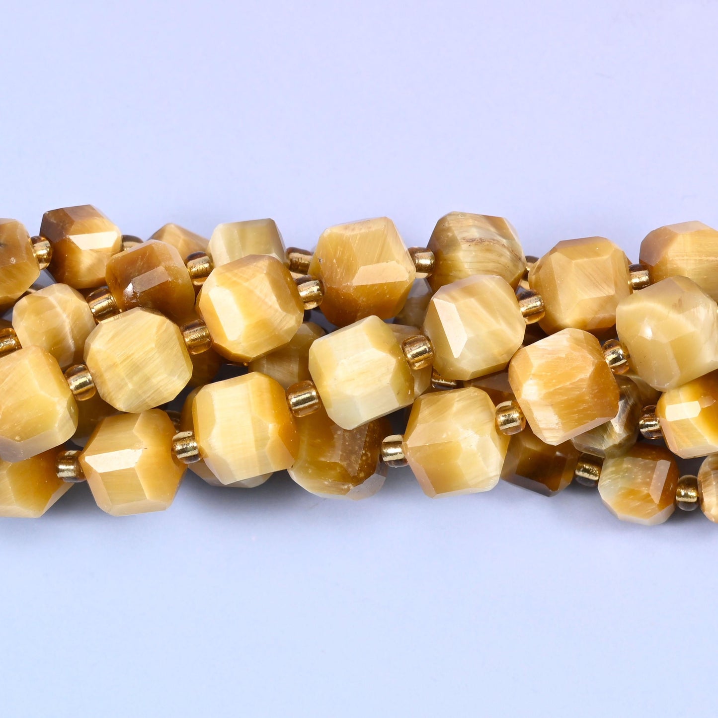 Gold Tiger Eye Faceted Cube Beads, approximately 43 beads per 15 inch strand in 6mm