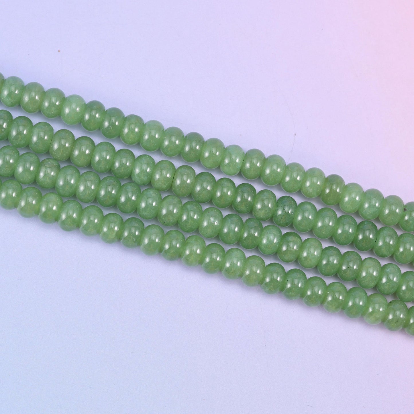 Grass Green Dyed Jade beads in a fresh, vivid grass green tone