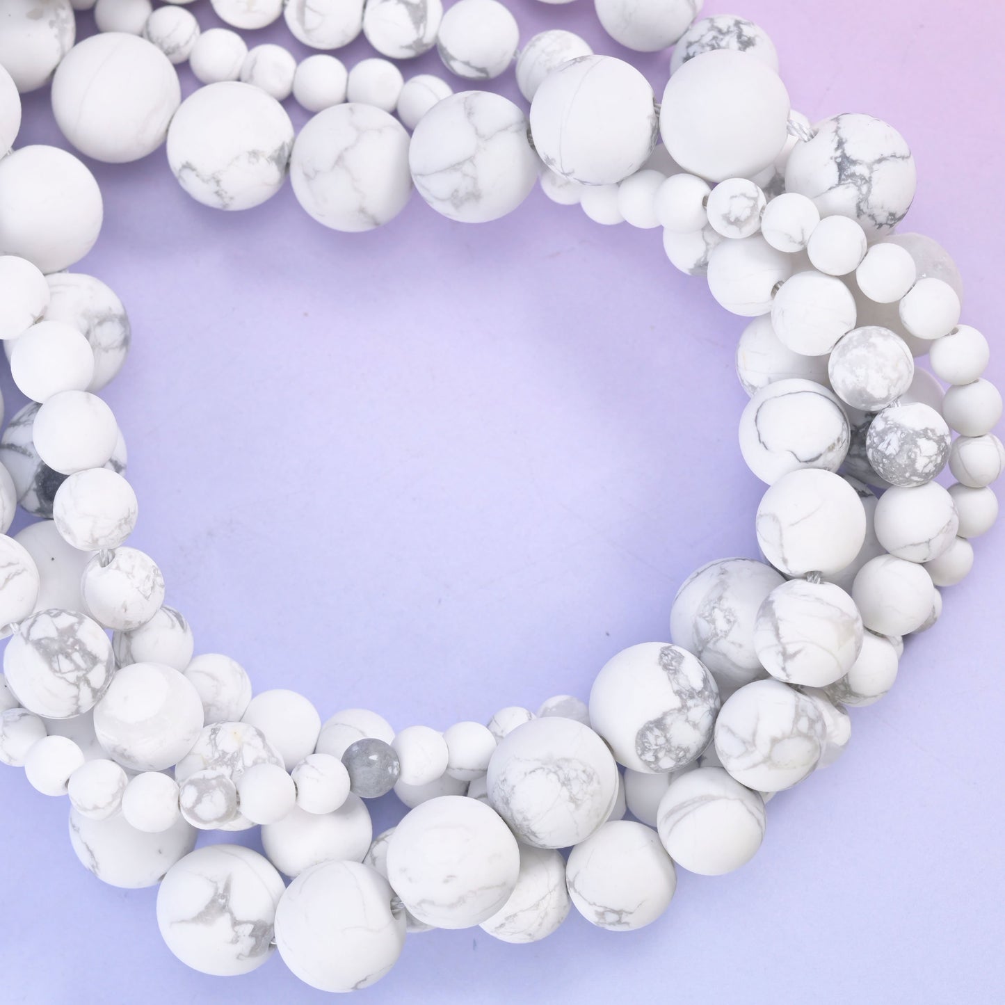 White Howlite Matte Round Beads: Jewelry Making, 15 Inch Strand