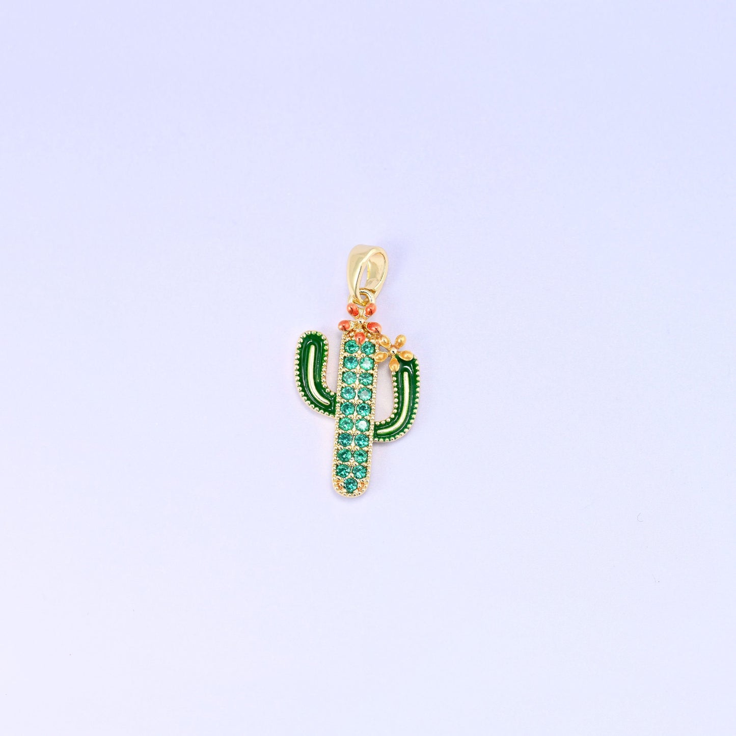 18K Gold Plated Cactus Charm 22x13mm