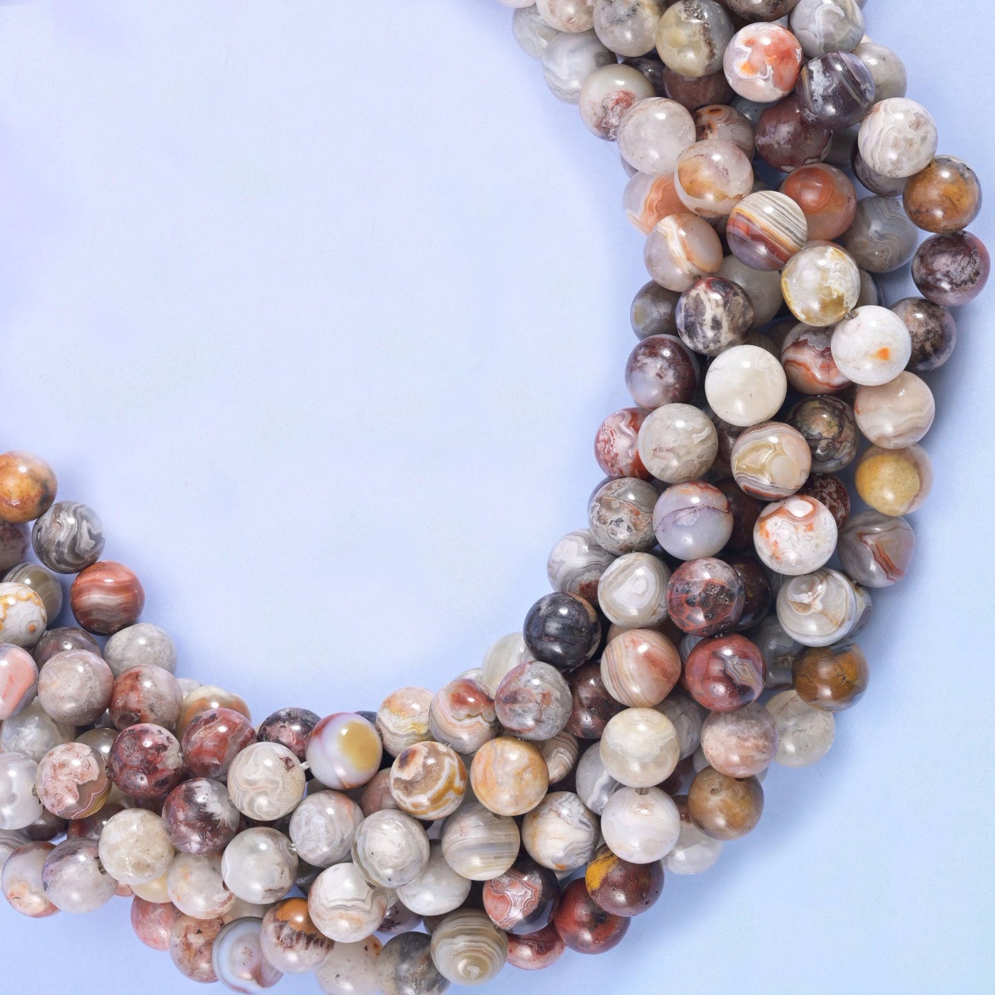 Mexican Crazy Agate round beads, approximately 46 beads per 15.5 inch strand