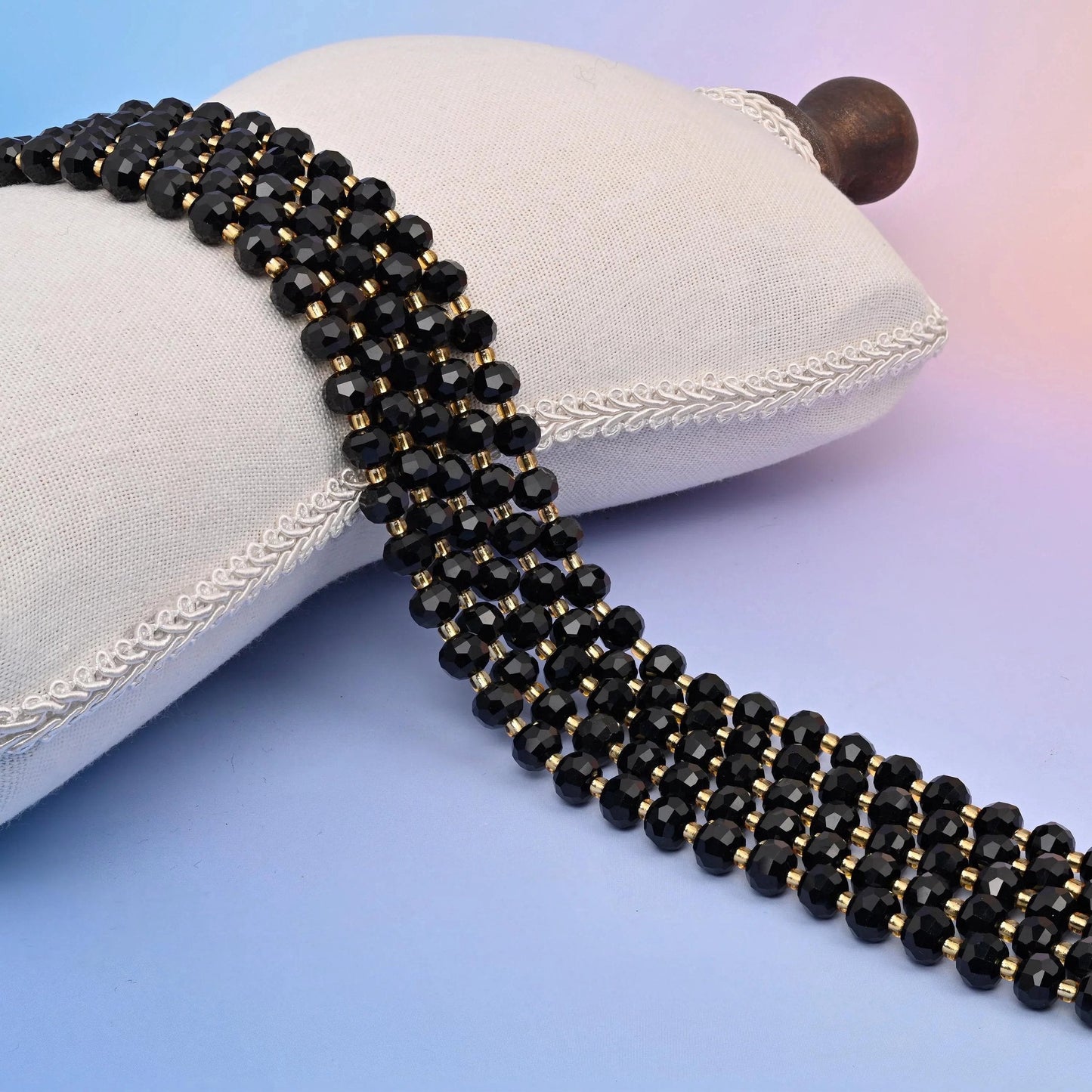 Black onyx beads, faceted rondelle, 6x8mm