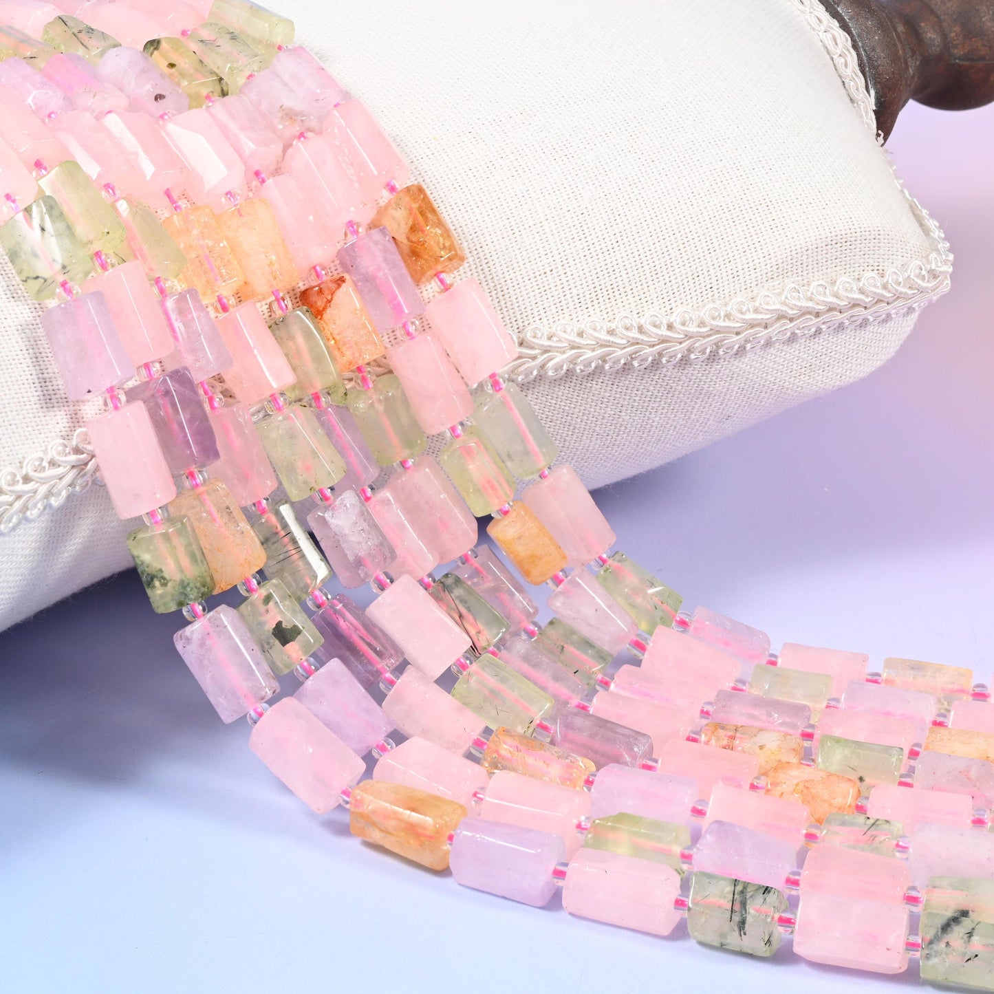 Colorful Mixed Gemstone Faceted Tube Beads 12x8mm