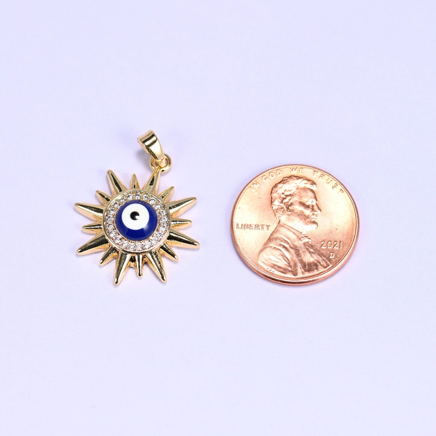 Evil Eye Sun Zircon Charms, bail approx 5.92mm x 2.70mm