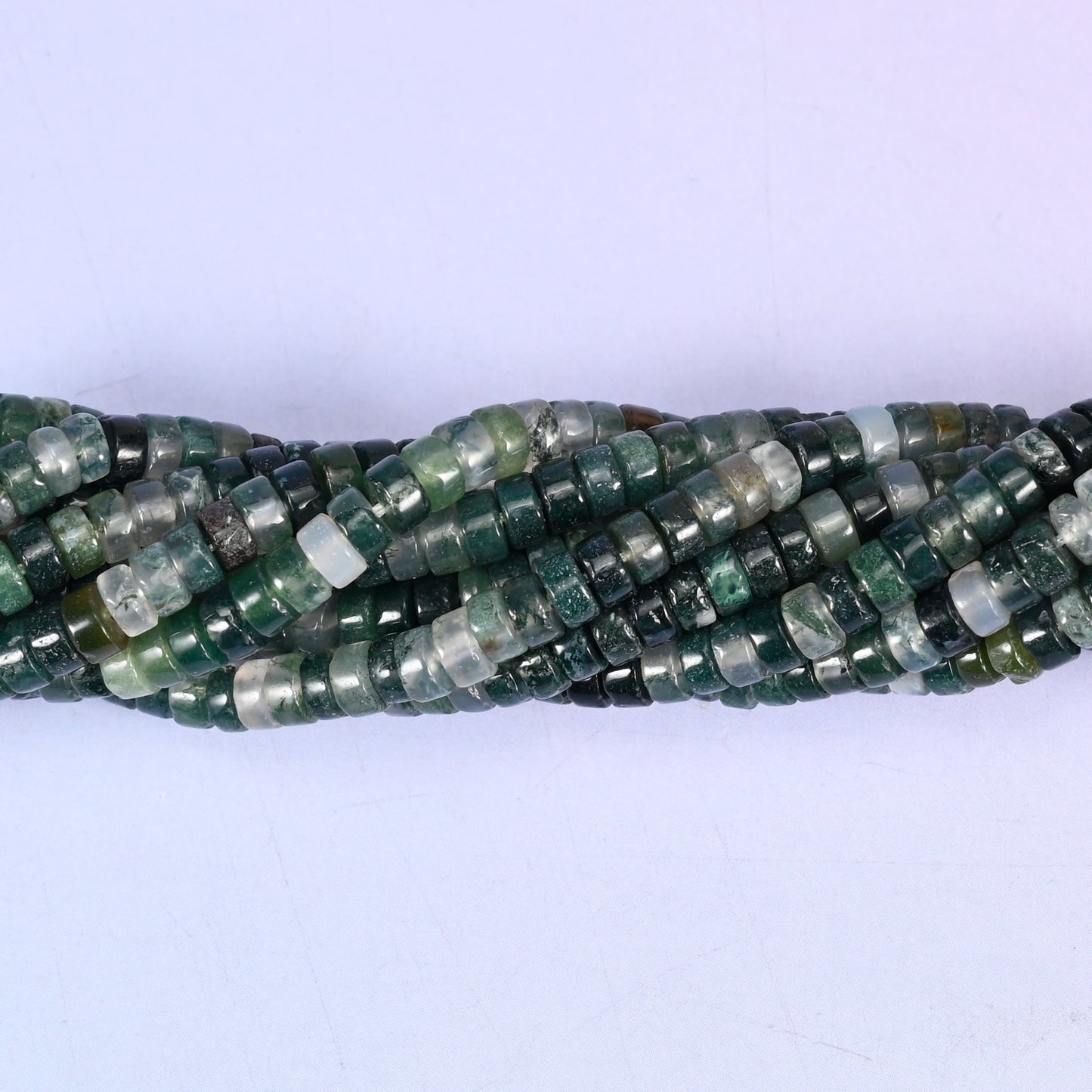 Moss Agate Smooth Heishi Disc Beads: Jewelry Making Supply, 15.5 Inch Strand