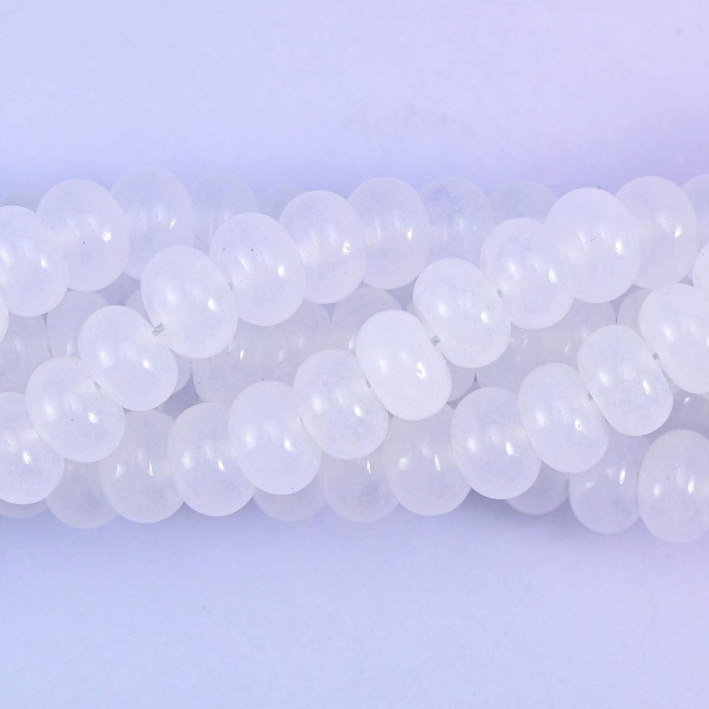 White Dyed Jade rondelle beads, center-drilled 1.0mm hole