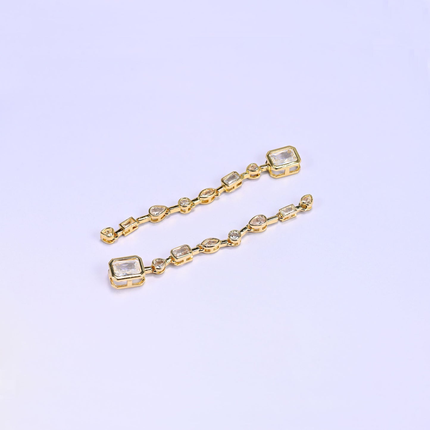 Clear Rectangle Multicolor Zircon Pendants: 18K Gold Plated Charms, Jewelry Making Supply