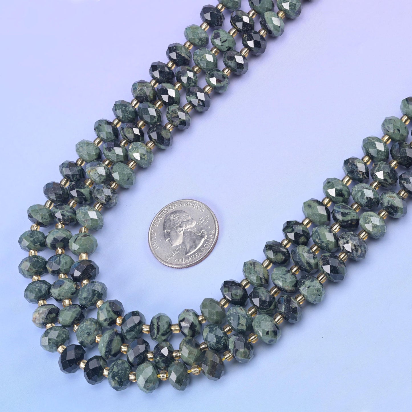 Natural Kambaba Jasper faceted rondelle beads, 15.5 inch strand