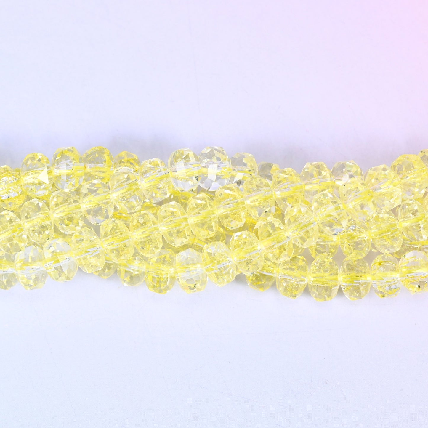 Transparent Yellow Faceted Rondelle Glass Beads: Size 5x8mm, Jewelry Making Supply