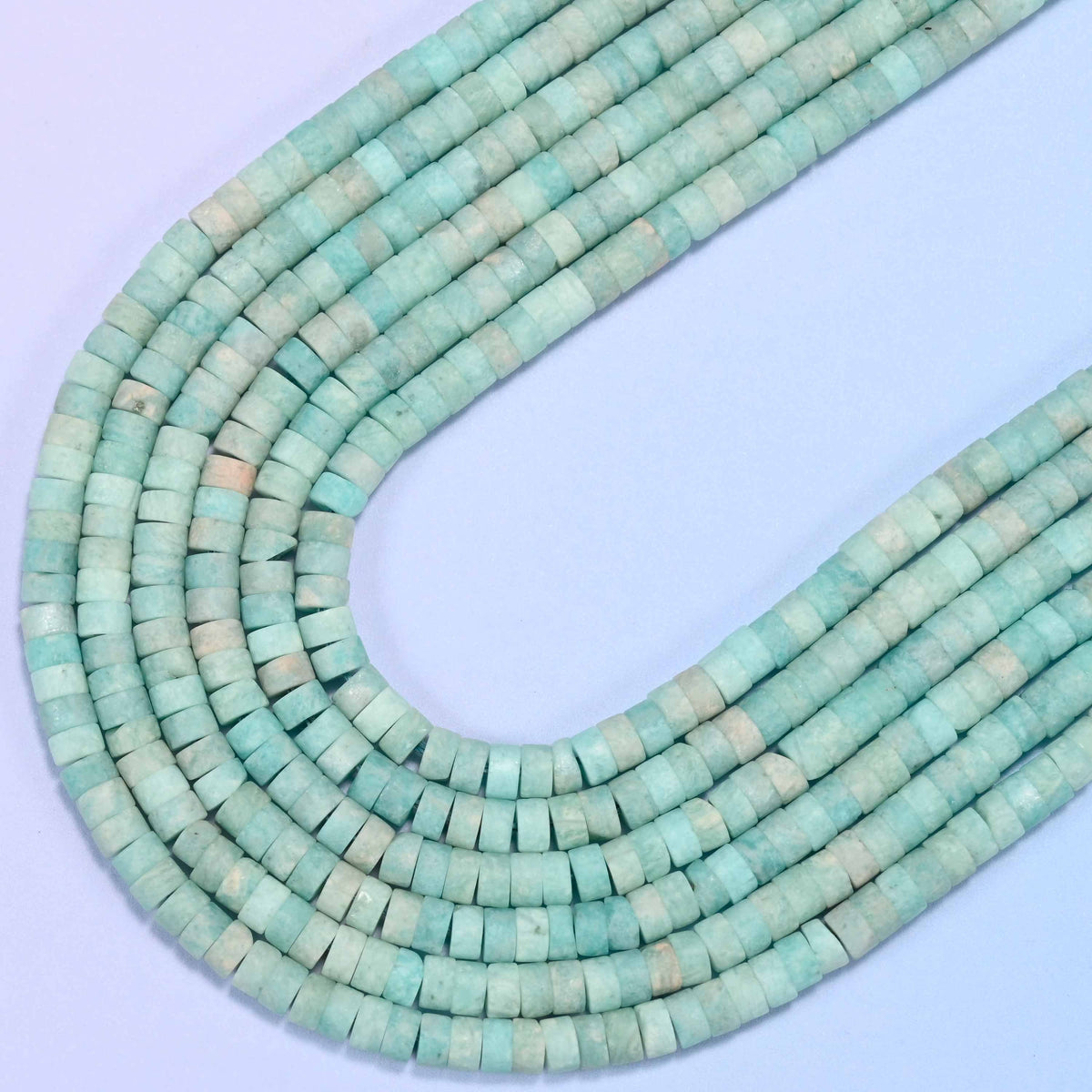 Matte blue amazonite heishi disc beads, 15 inch strand