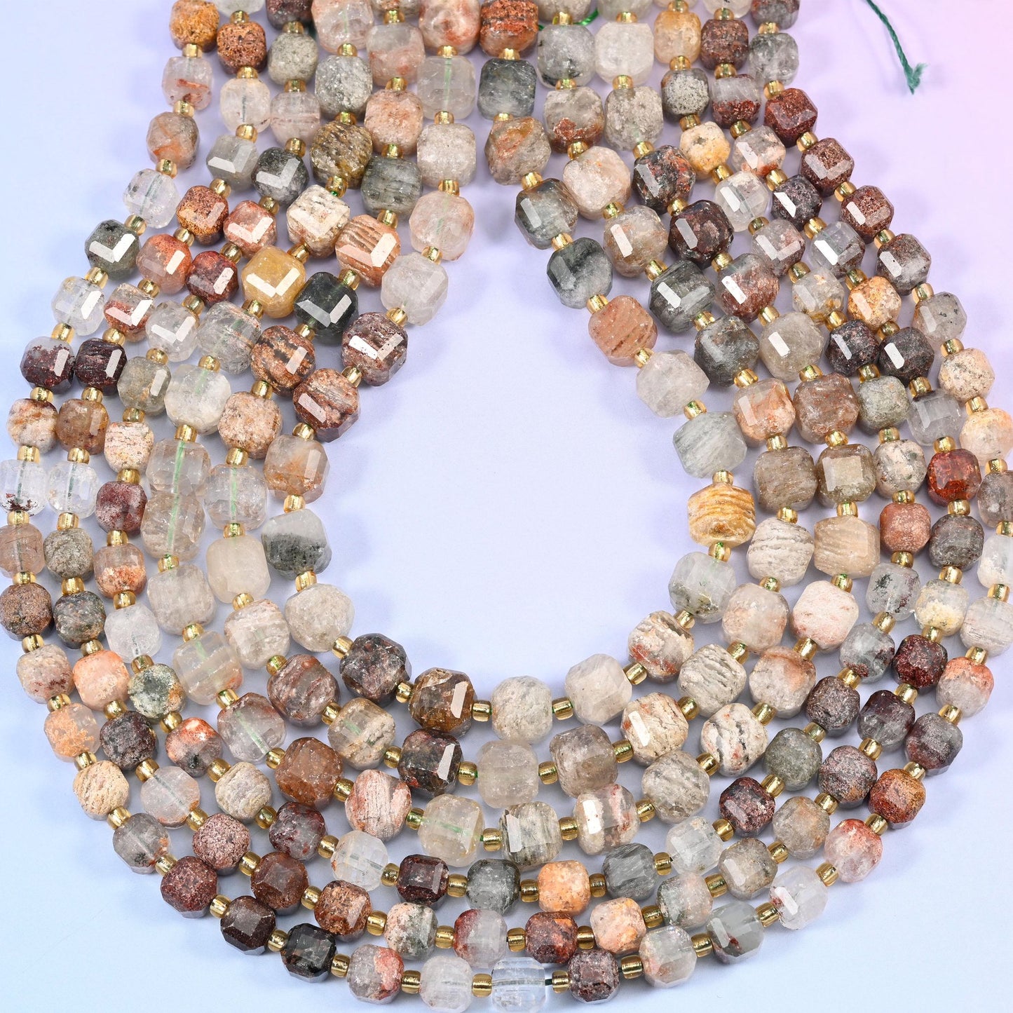 Layer Phantom Quartz Faceted Cube Beads, 1.2mm hole