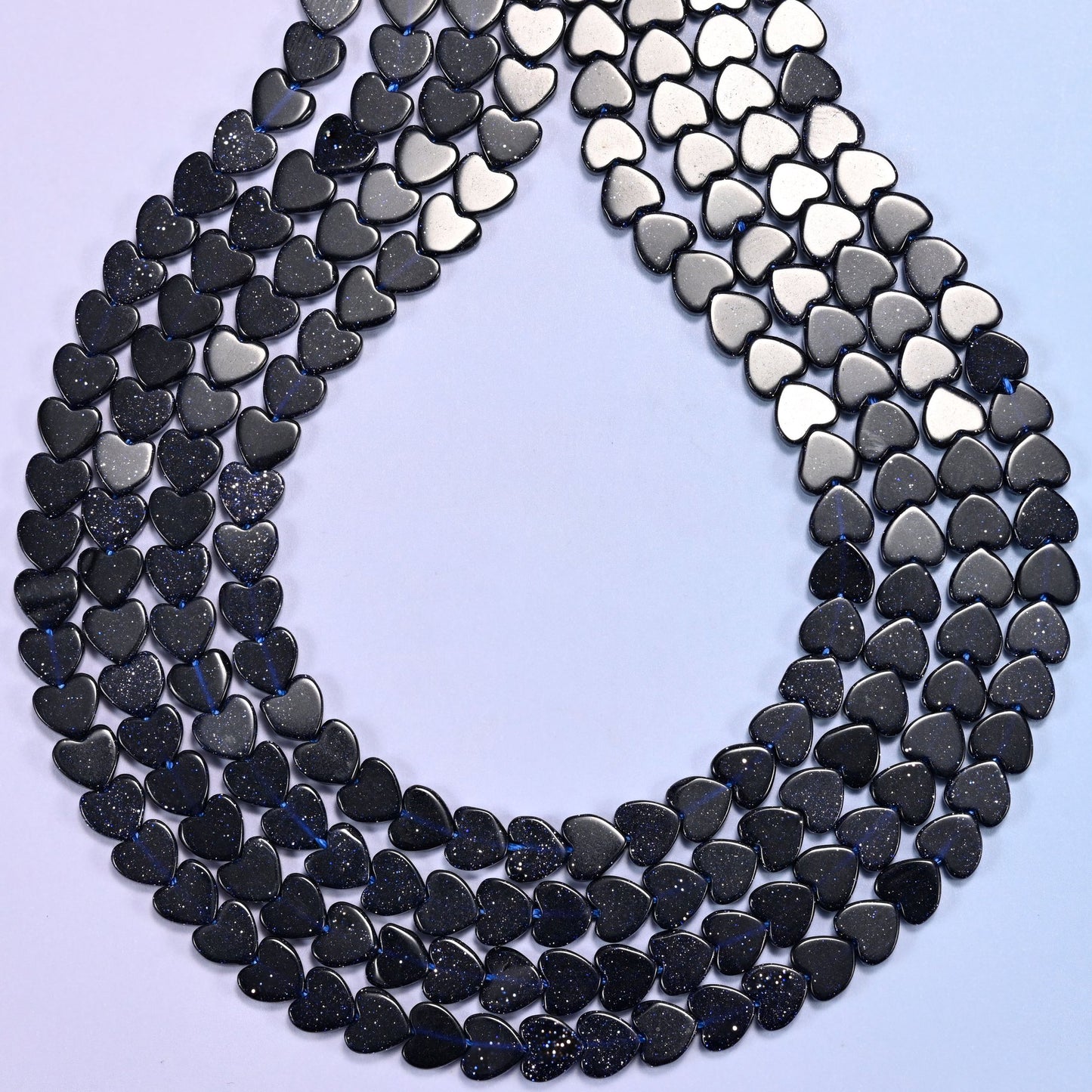 Blue Sandstone Flat Heart Beads: Size 6mm, Jewelry Making, 15 Inch Strand