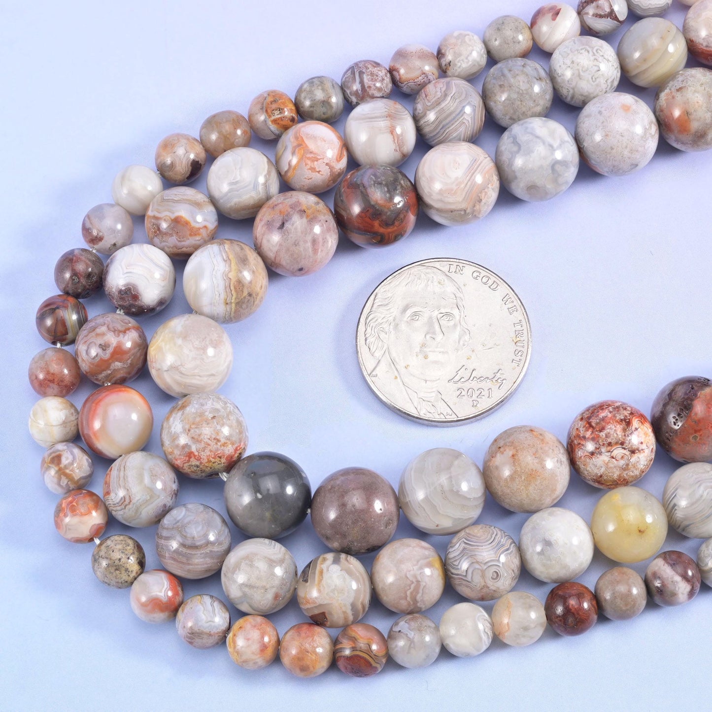 Mexican Crazy Agate round beads, 15.5 inch strand