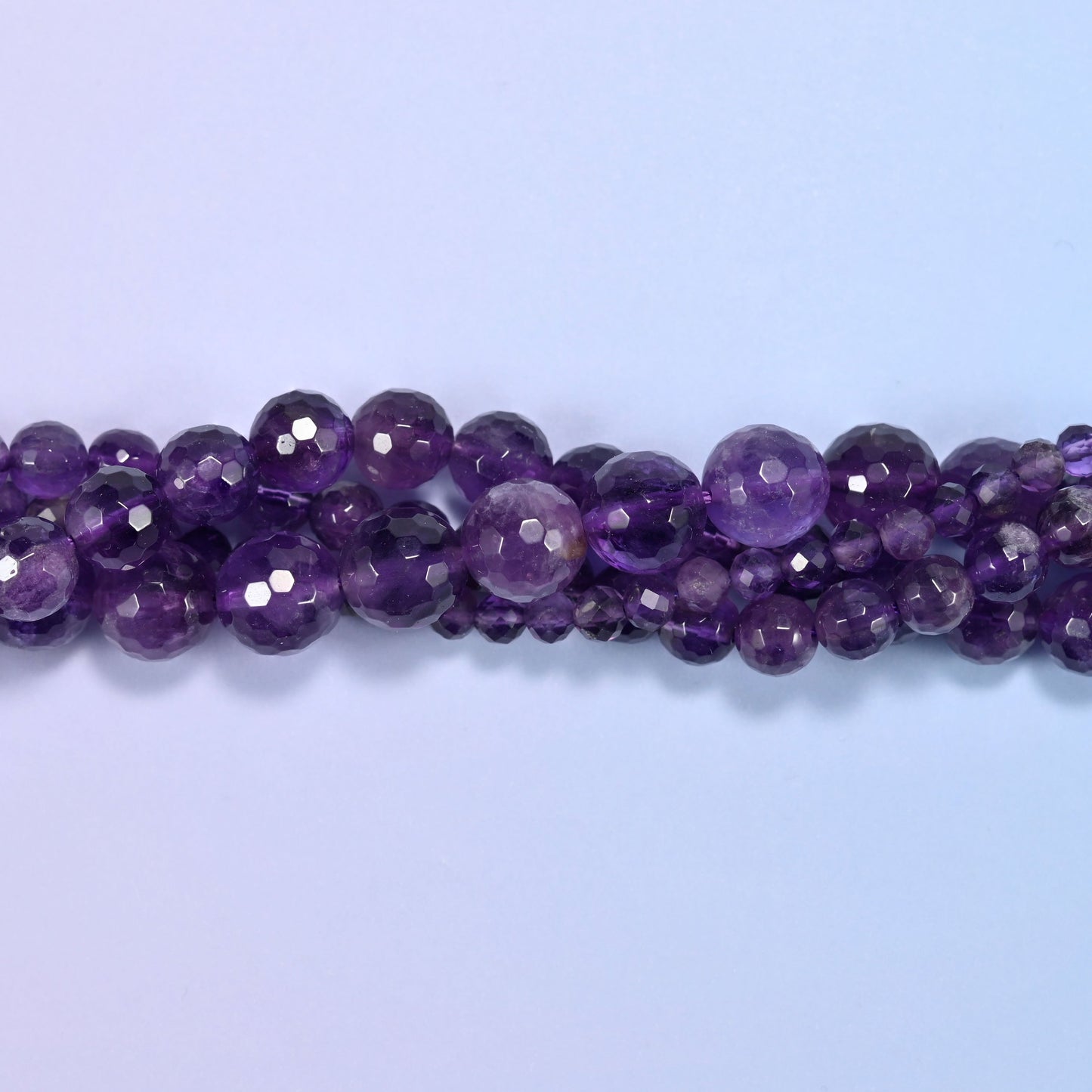 Amethyst Faceted Round Beads: Jewelry Making, 15 Inch Strand