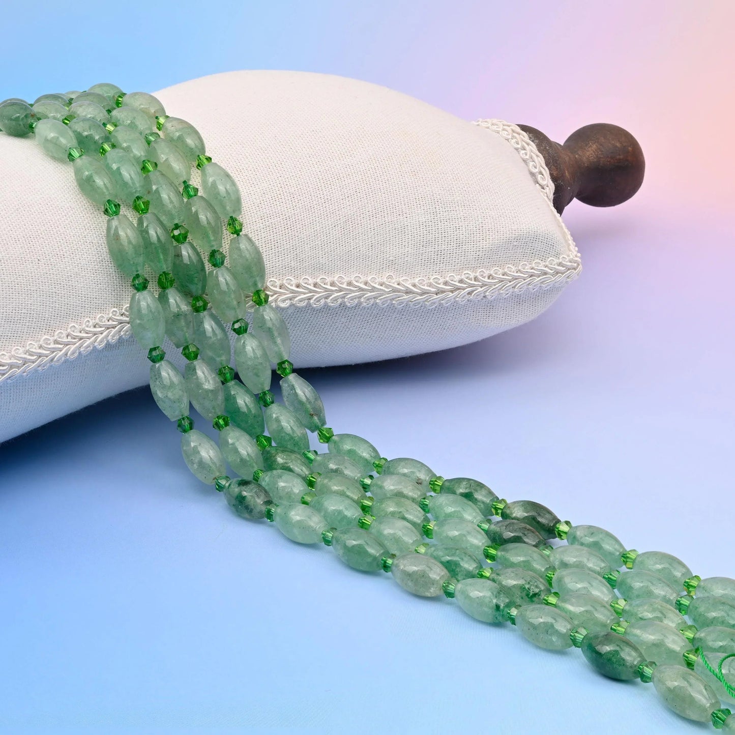 Green Strawberry Quartz Smooth Barrel Beads