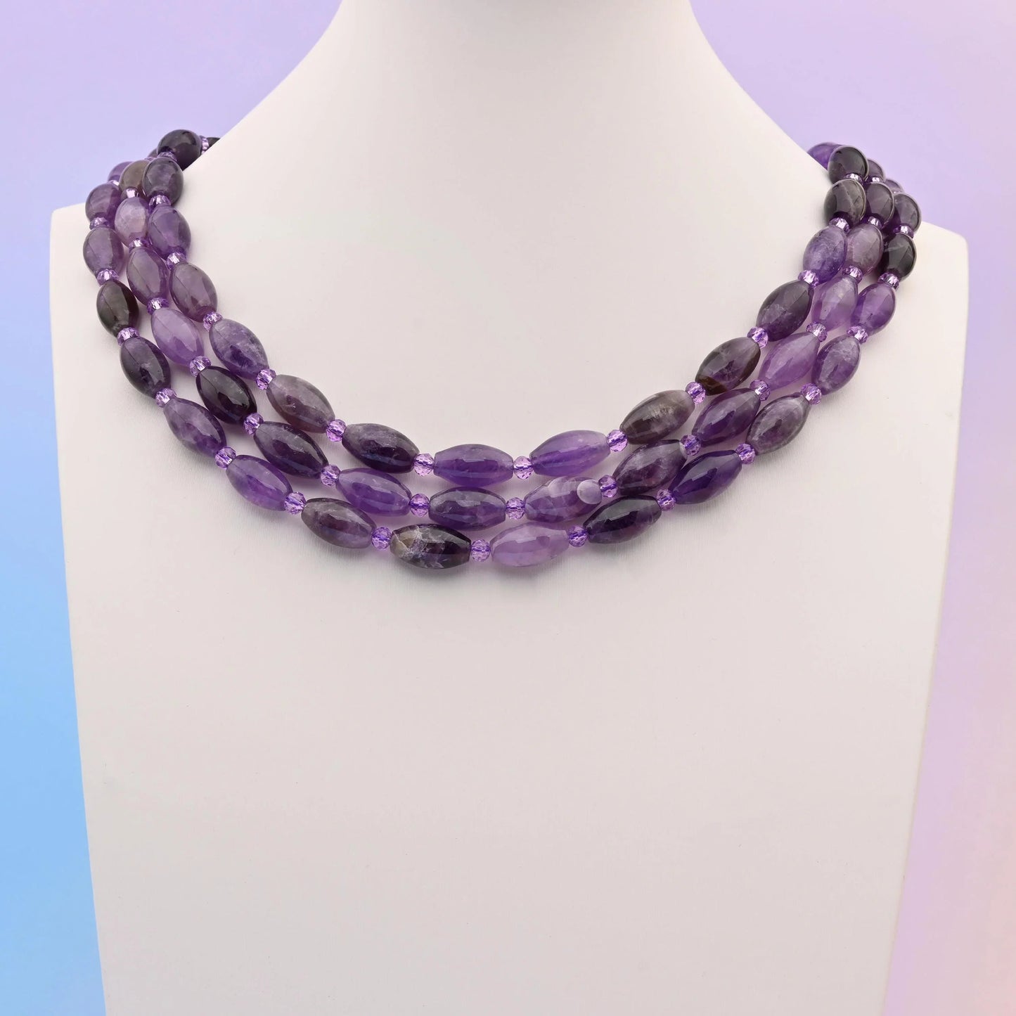 Amethyst beads, smooth barrel shape, 13x8mm