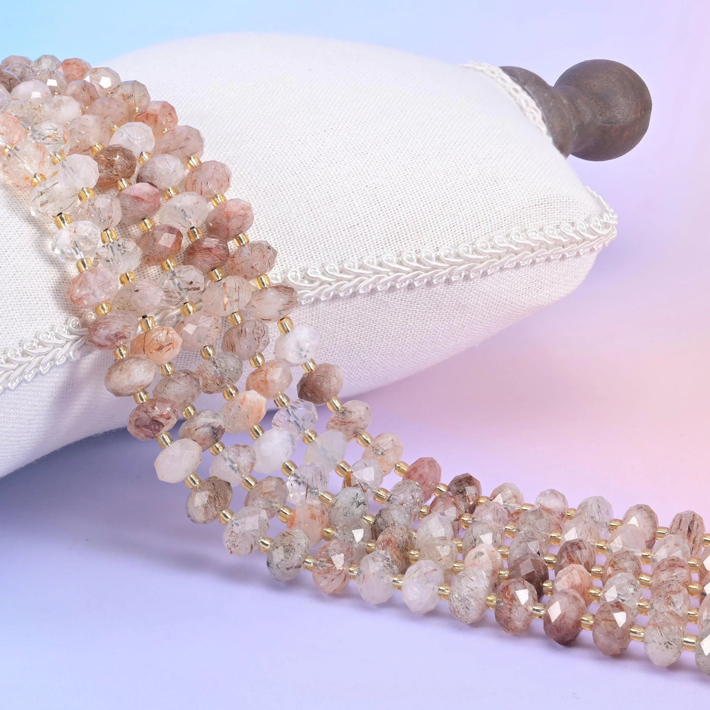 Red Copper Rutilated Quartz Faceted Rondelle Beads 6x10mm