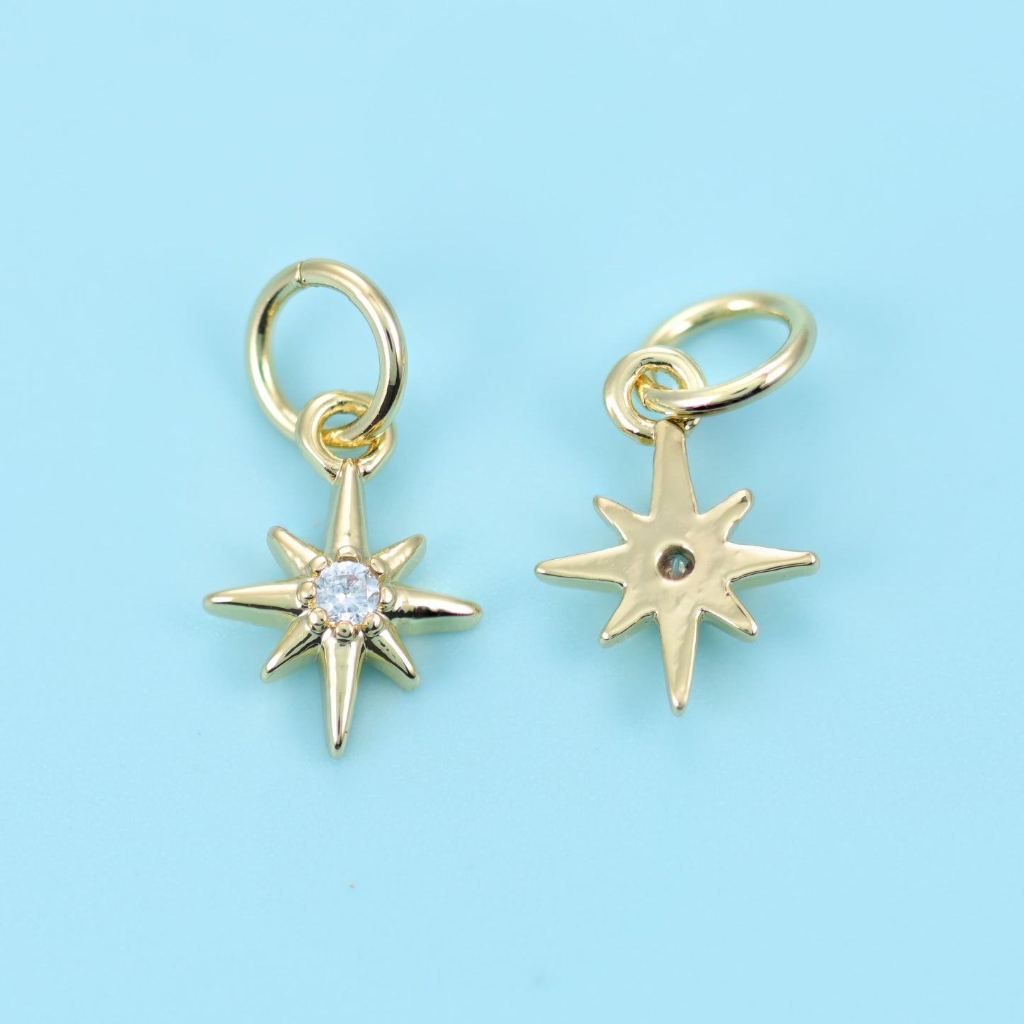 18K Gold Filled North Star Zircon Charm 10x7.24mm