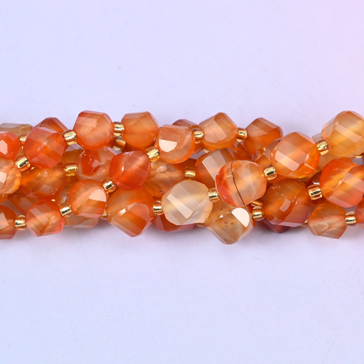 Orange Carnelian Faceted Spiral Twist Beads, 8mm approximately 38 beads / 10mm approximately 31 beads