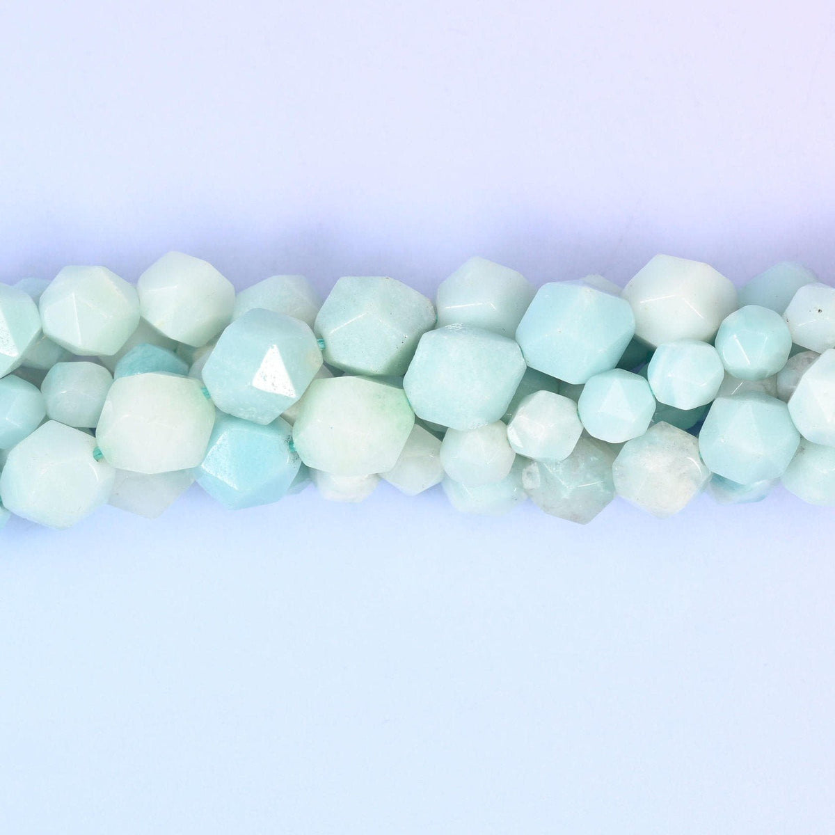 Natural Blue Amazonite faceted star cut beads for jewelry making