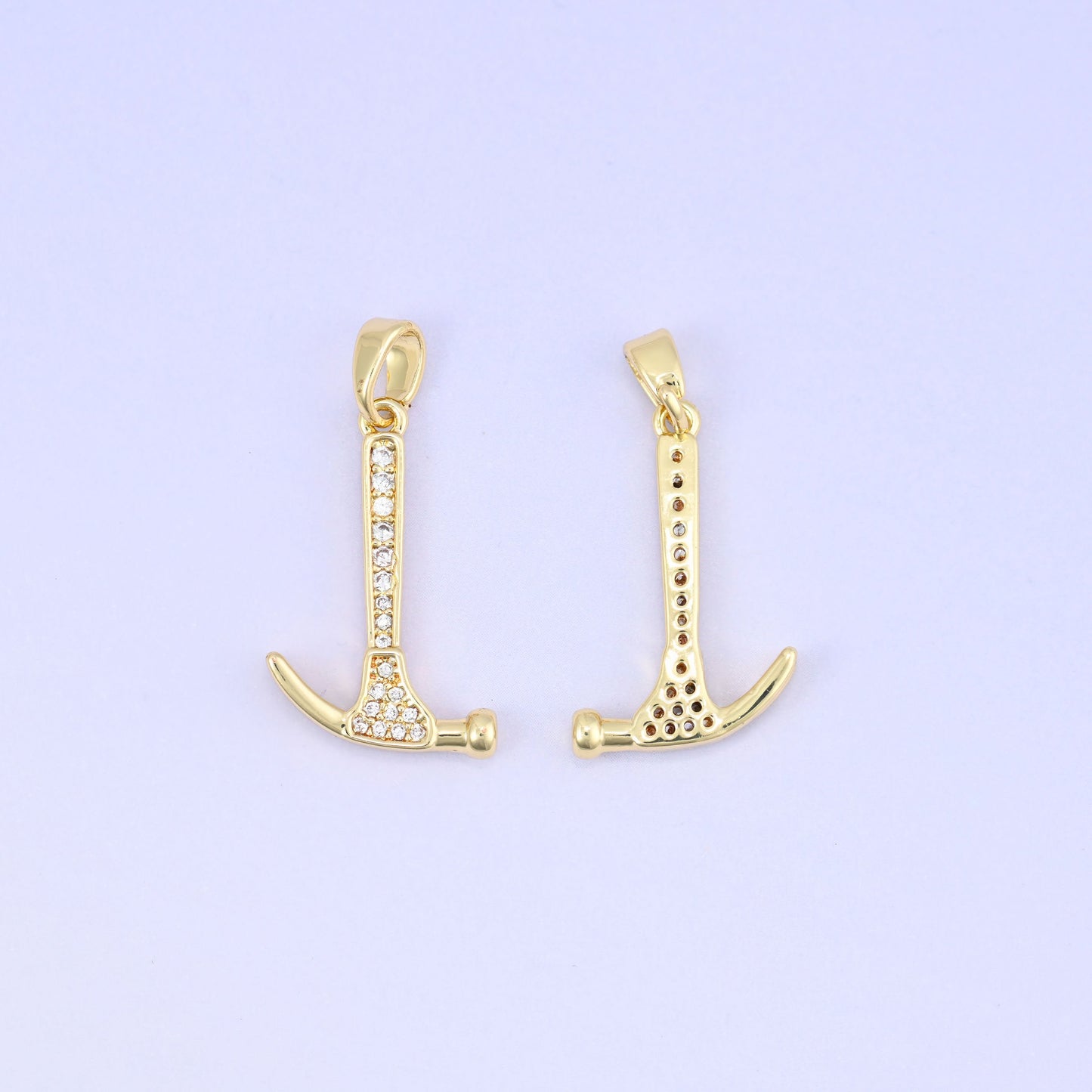 Hammer Charm Pendant in warm gold