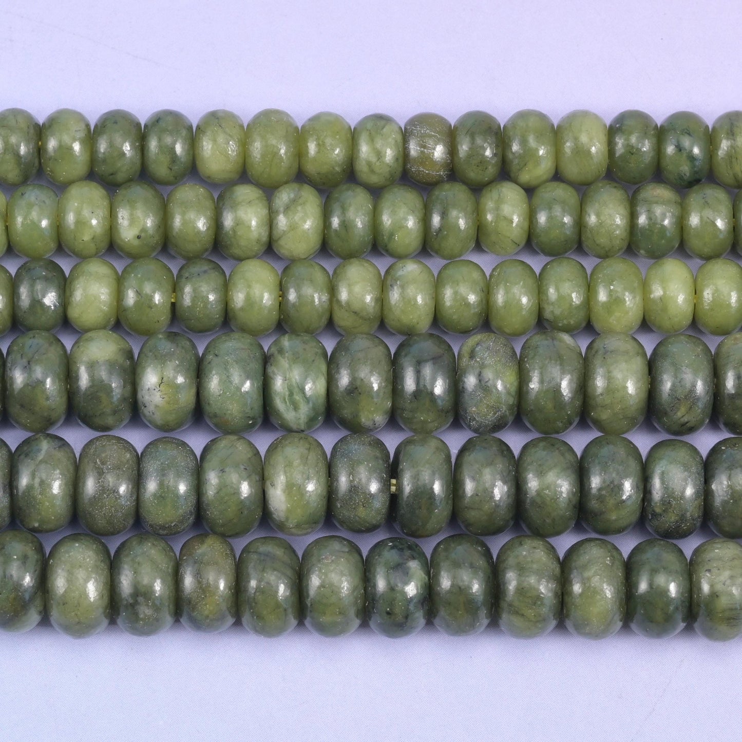 South Green Jade Smooth Rondelle Beads Jewelry Making Size 4x6mm 5x8mm 15.5" Strand