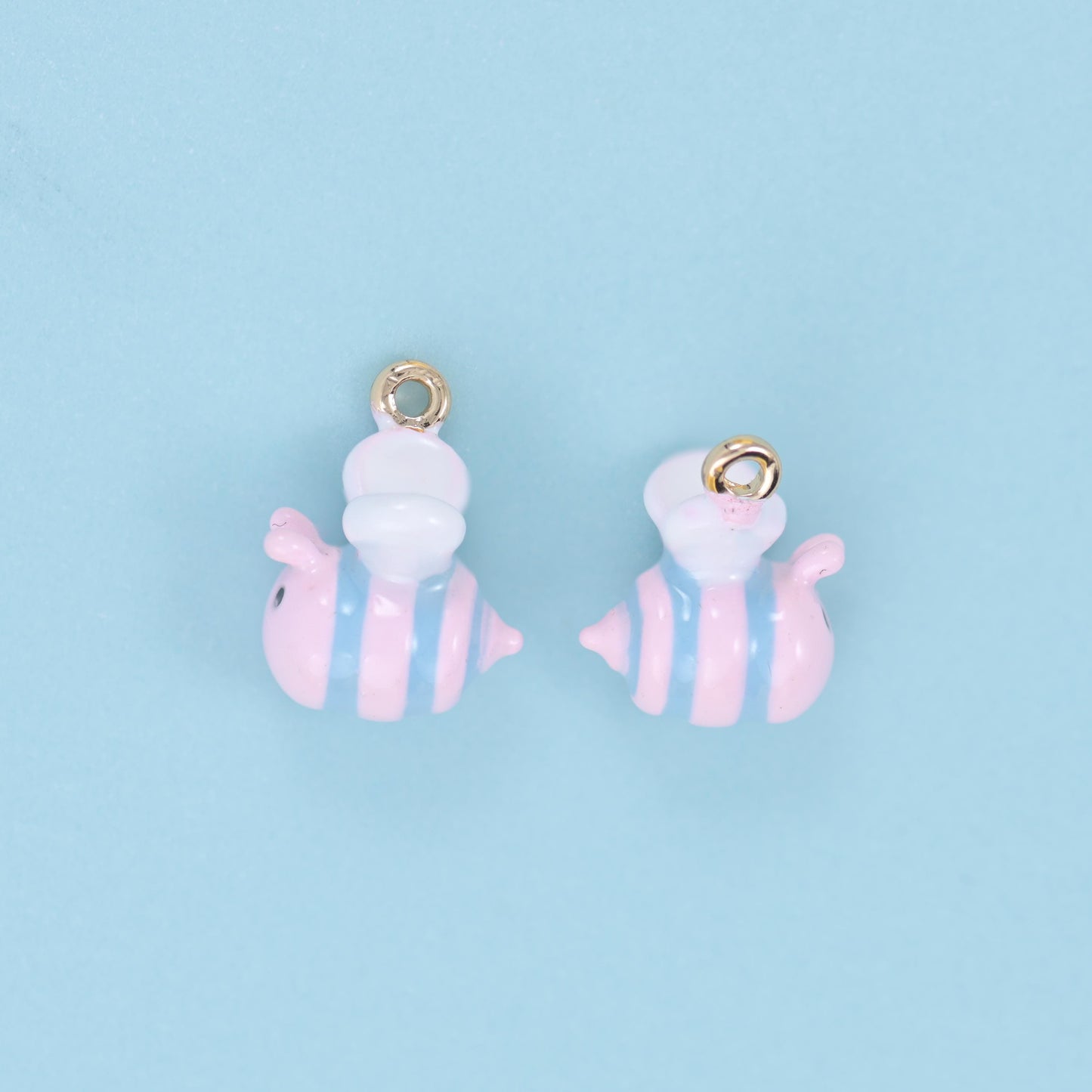 Bumble bee charm, brass, 18K gold filled, multi-colour enamel
