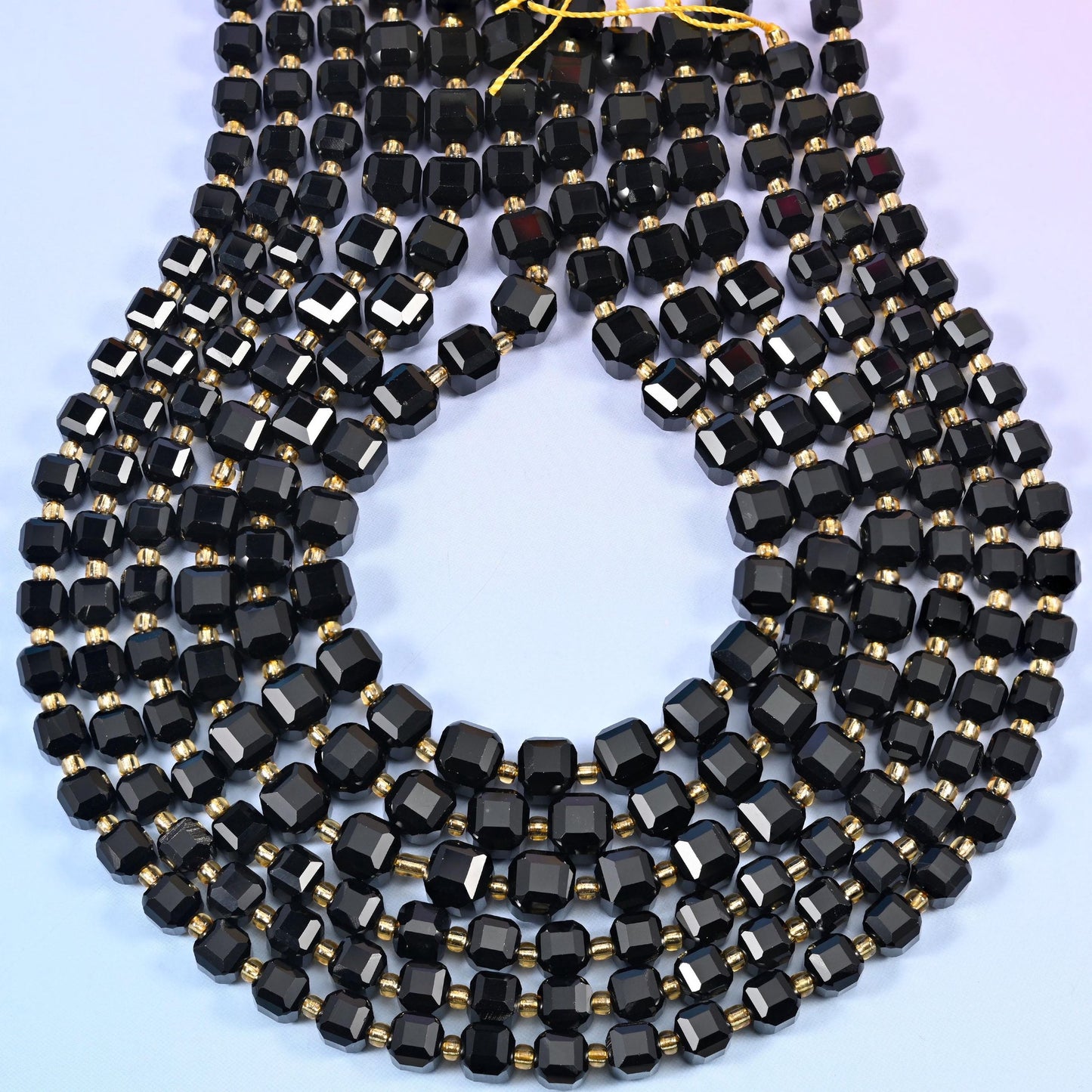 Black Onyx Faceted Cube Beads 6mm 8mm, hole approximately 1.2mm, +/- 0.2mm, centre drilled